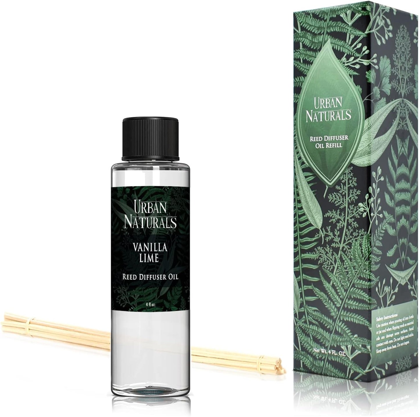 Urban Naturals Eucalyptus & Sage Oil Reed Diffuser Refill | Eucalyptus, Sage, Mint, Lime and Cedarwood| Includes a Free Set of Reed Sticks! 4 oz