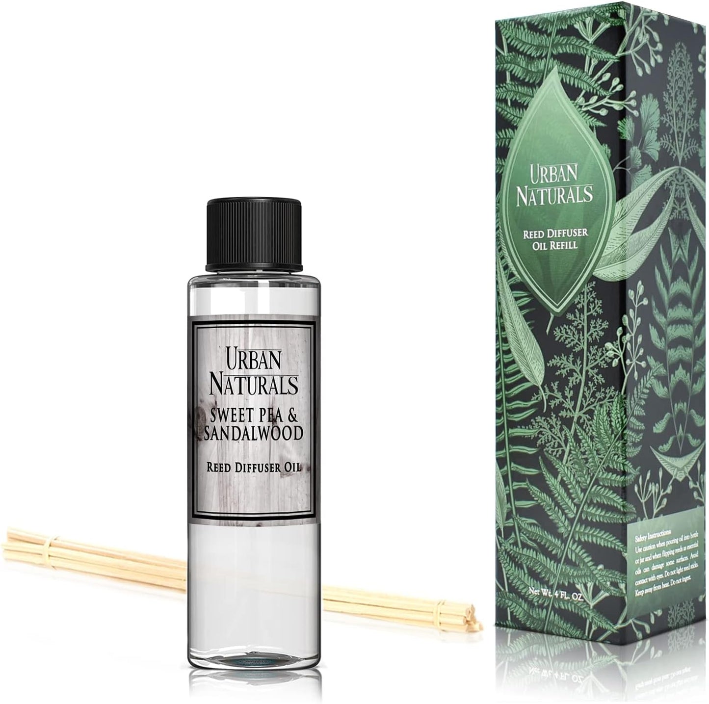 Urban Naturals Eucalyptus & Sage Oil Reed Diffuser Refill | Eucalyptus, Sage, Mint, Lime and Cedarwood| Includes a Free Set of Reed Sticks! 4 oz