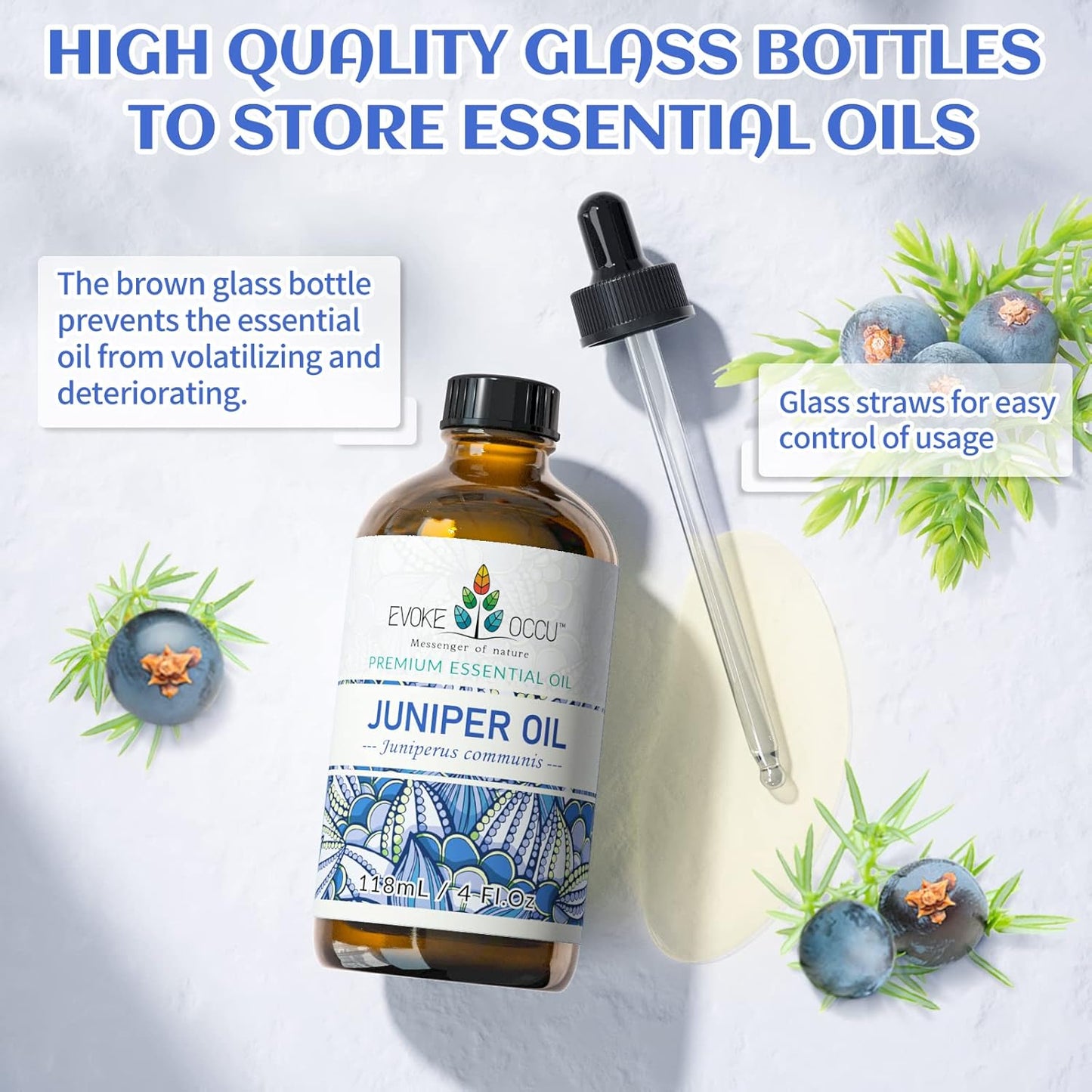 EVOKE OCCU 4 Fl Oz Vanilla Essential Oil, Pure Vanilla Oil for Diffuser, Skin, Humidifier and Relaxation - 118ML