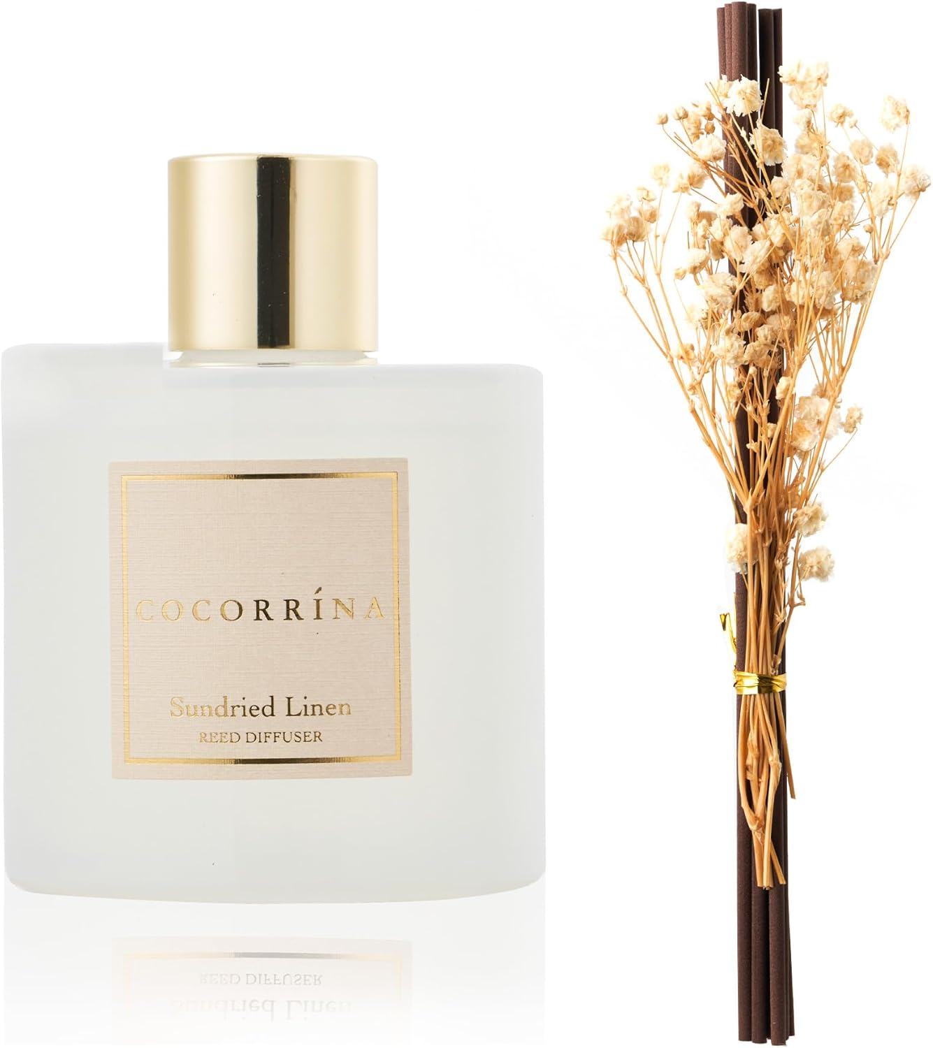 COCORRÍNA Reed Diffuser Set, 6.7 oz Clean Linen Scented Diffuser with Sticks Home Fragrance Reed Diffuser for Bathroom Shelf Decor