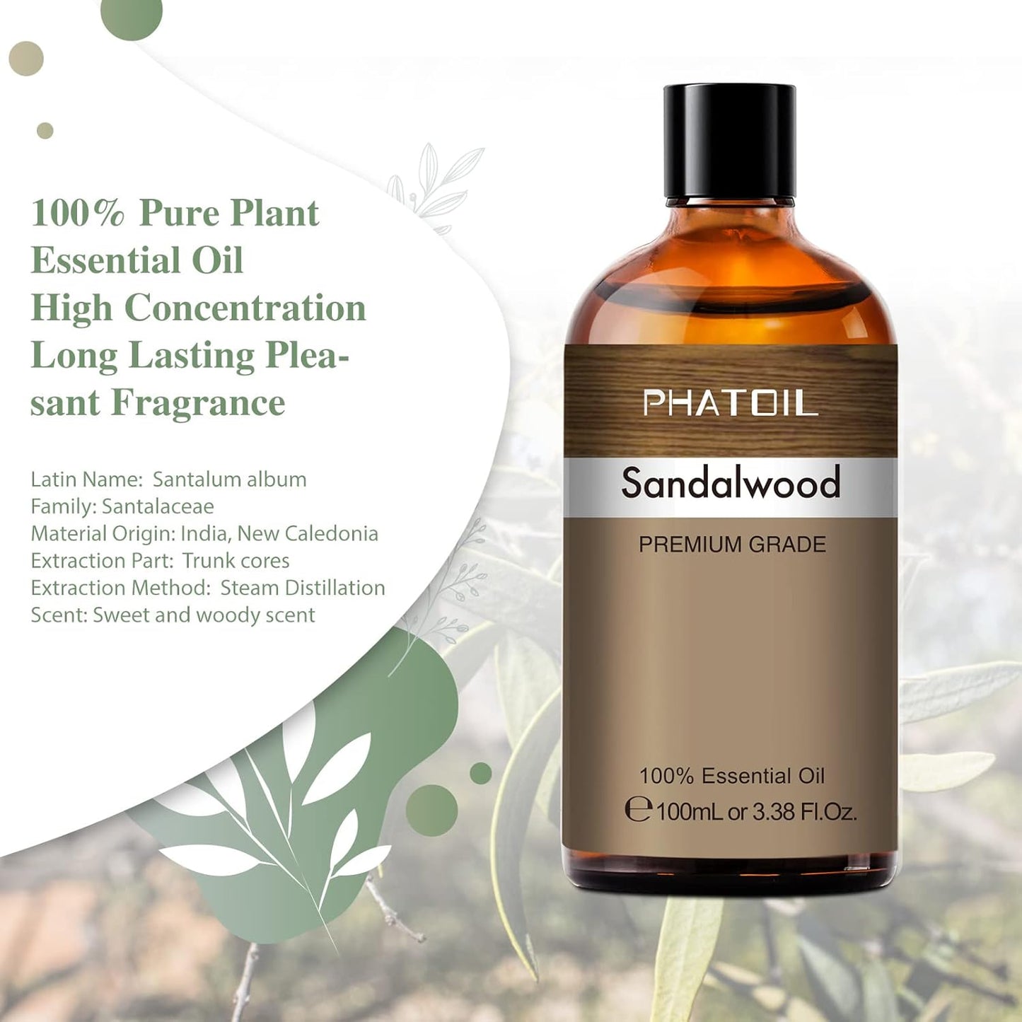PHATOIL 3.38 FL.OZ Coconut & Vanilla Fragrance Oils for Aromatherapy, Essential Oils for Diffusers for Home, Perfect for Diffuser, Yoga, DIY Candle and Soap Making - 100ml