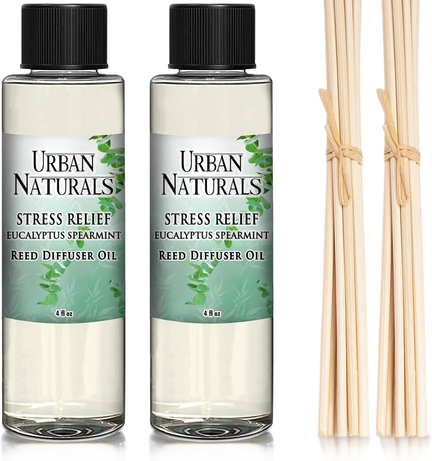 Urban Naturals Eucalyptus & Sage Oil Reed Diffuser Refill | Eucalyptus, Sage, Mint, Lime and Cedarwood| Includes a Free Set of Reed Sticks! 4 oz