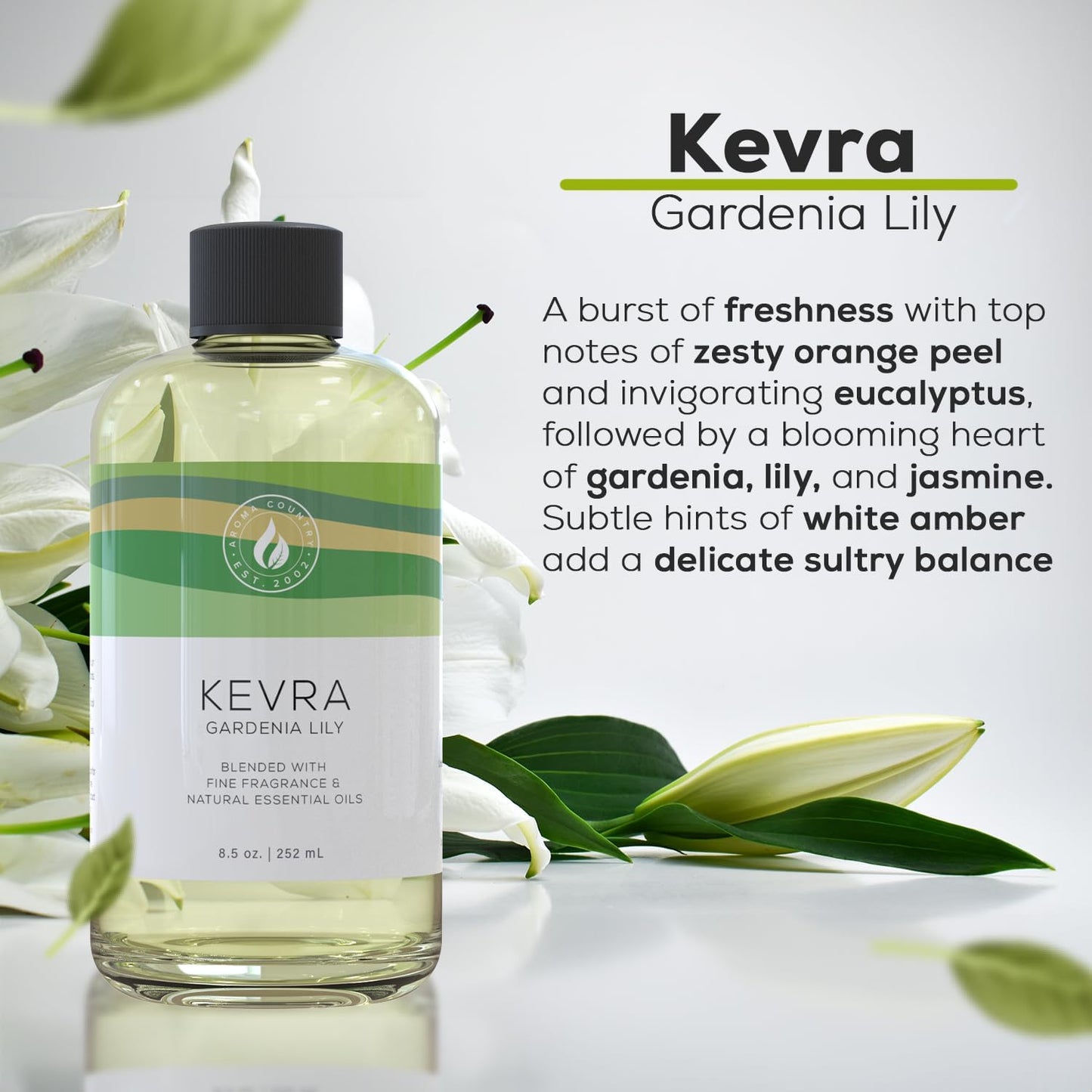 Aroma Country White Tea Diffuser Oil - Luxury Essential Oils for Diffuser Refill & Air Freshener Room Spray, Long-Lasting, Natural Home Fragrance and Hotel Scent for Diffusers & Machines - 8.5 Fl. oz