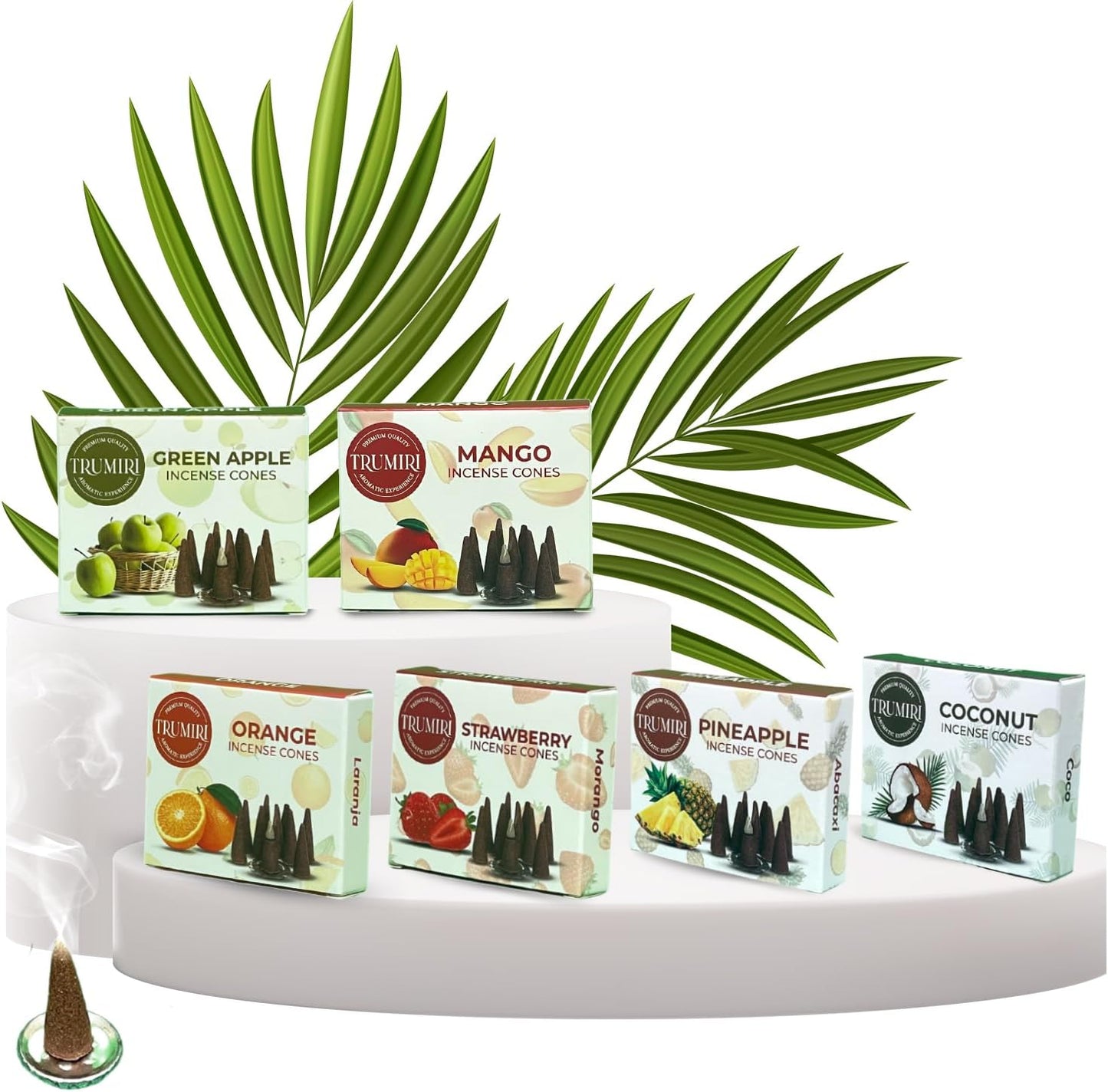 Trumiri Woody Incense Cones - Variety Pack - Total 60 Cone Incense (6 Scents x 10 Conos) - White Sage, Palo Santo, Dragons Blood, Sandalwood - Inscents-Cones Scented - Insense Cones - Incent Cone