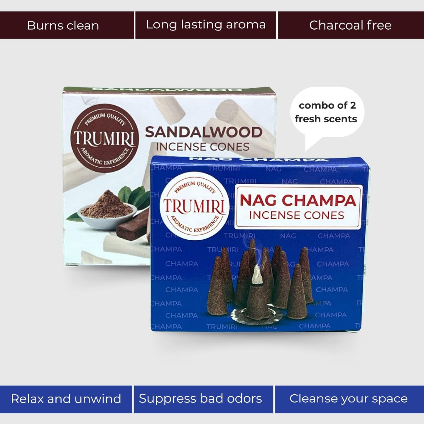 Incense Cones Combo Pack - 10 Cedar 10 Pine Scented Cones