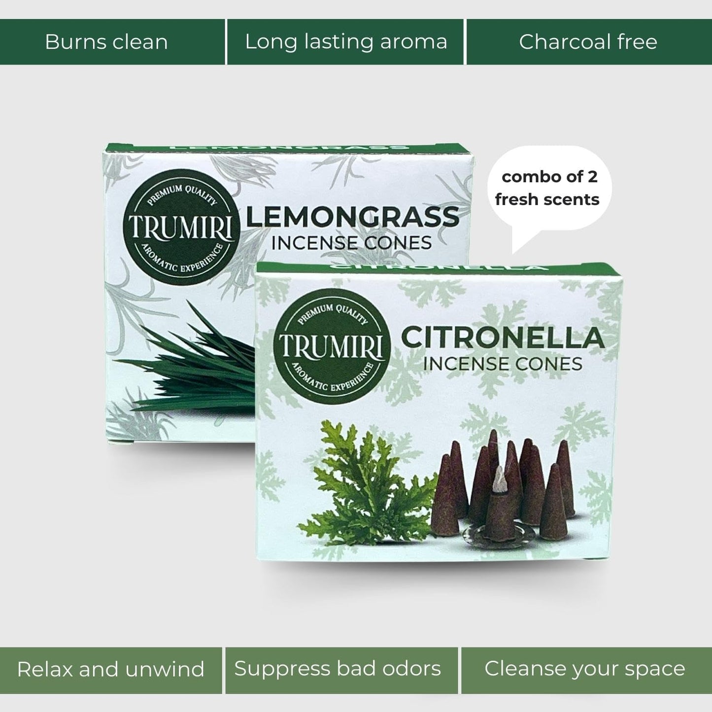 Incense Cones Combo Pack - 10 Cedar 10 Pine Scented Cones
