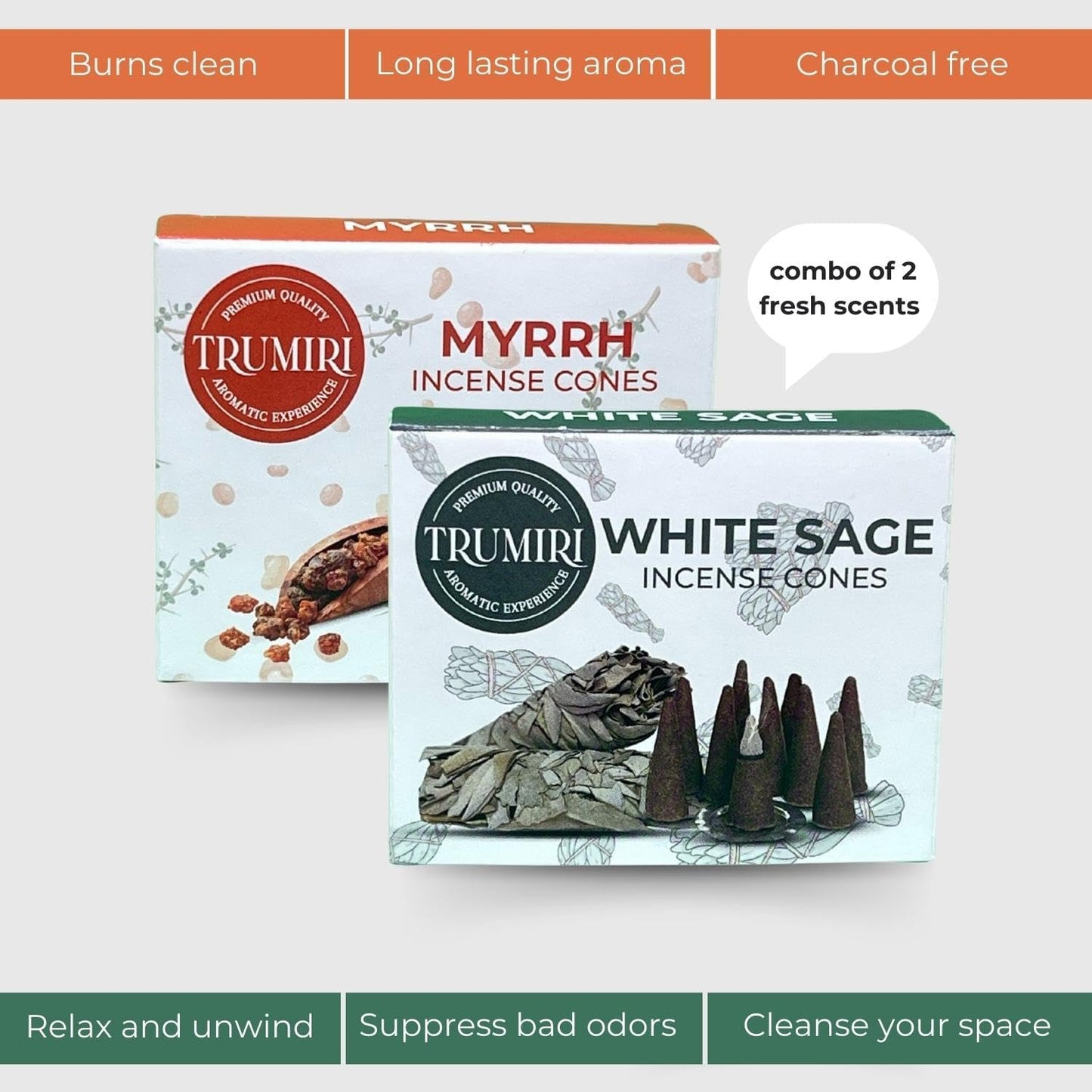 Incense Cones Combo Pack - 10 Cedar 10 Pine Scented Cones