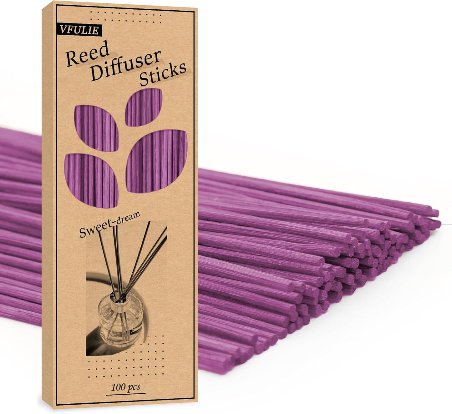 VFULIE 100PCS Reed Diffuser Sticks, 10 Inch Natural Rattan Wood Sticks Essential Oil Aroma Diffuser Sticks Refill Replacement for Aroma Fragrance (Primary Color)