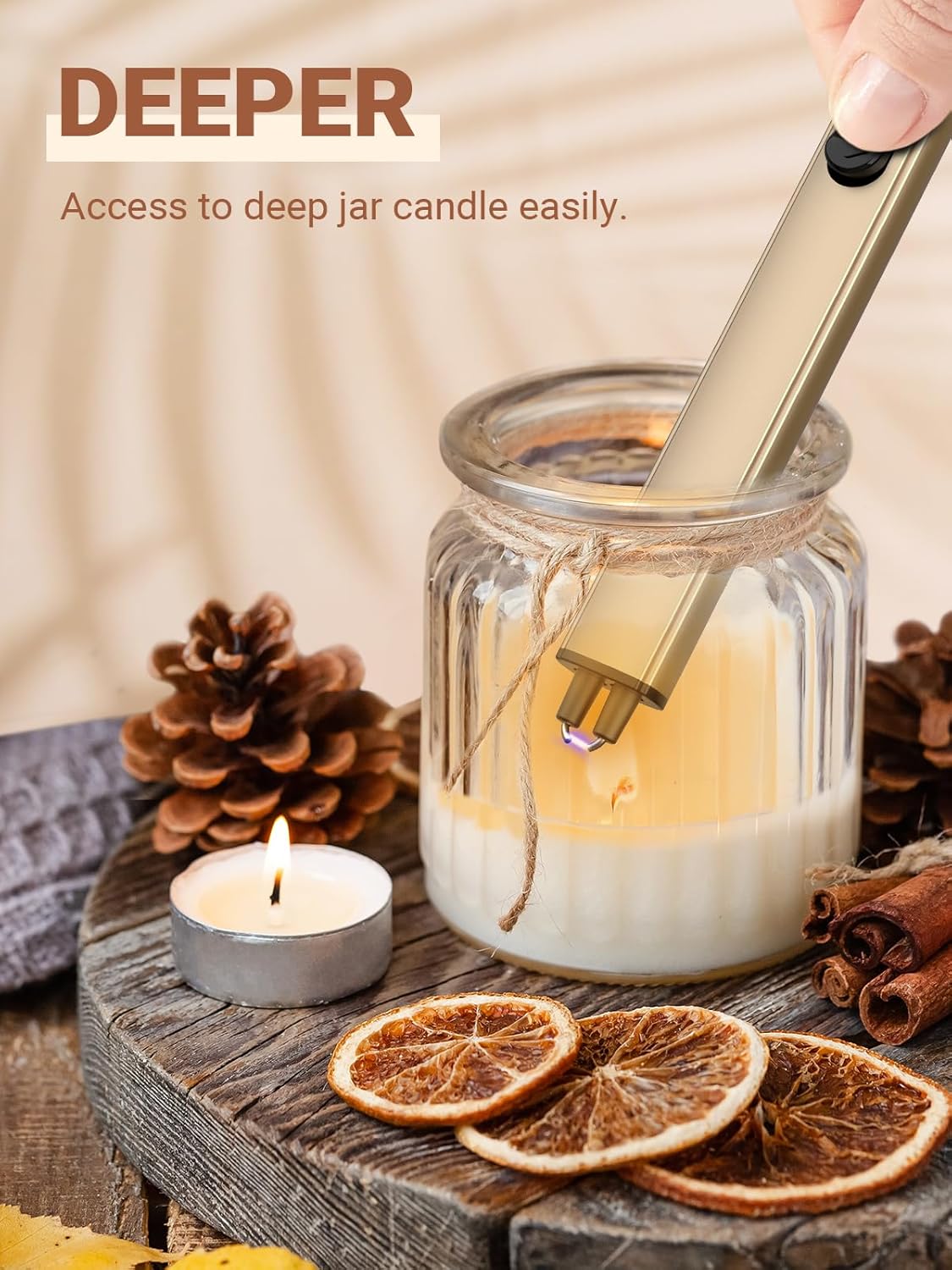 Candle Lighter Stocking Stuffers for Women Men, Electric Candle Lighter USB Rechargeable Graduation Gifts for Him Wife Grandma Girlfriend Safety Lock Long Lighters for Grill Home Kitchen BBQ Camping