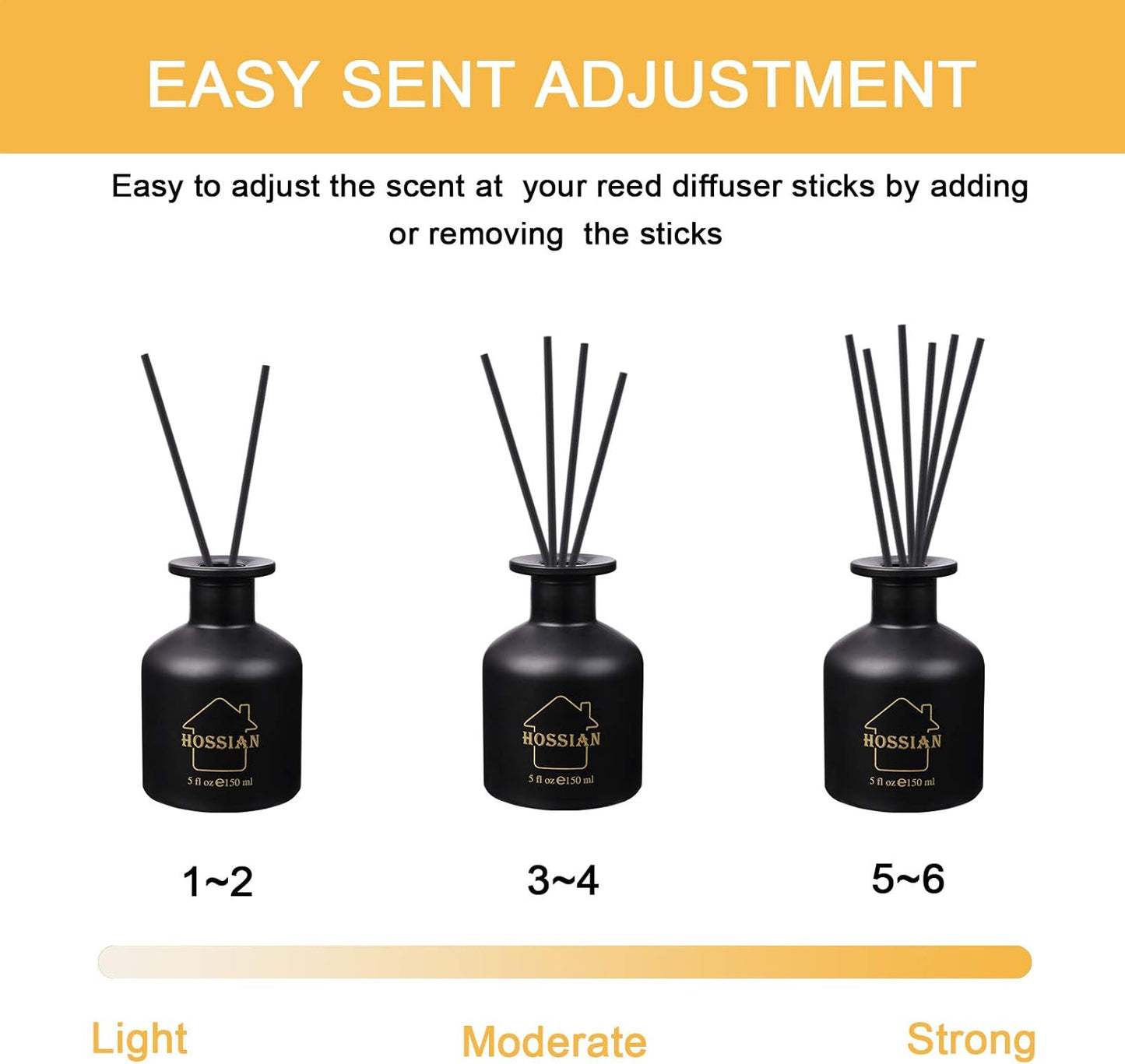 HOSSIAN 100PCS Reed Diffuser Sticks-Natural Rattan Wood Sticks Reed diffusers-Reed Sticks-Replacement for Aroma Fragrance reeds for Essential Oil Diffusers Refills
