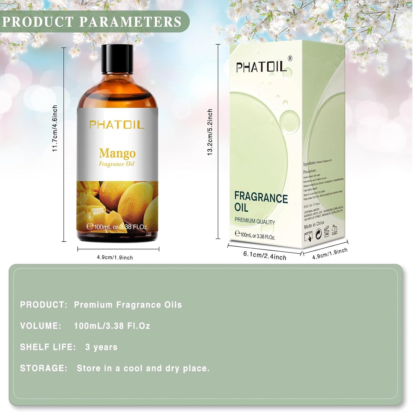 PHATOIL 3.38 FL.OZ Coconut & Vanilla Fragrance Oils for Aromatherapy, Essential Oils for Diffusers for Home, Perfect for Diffuser, Yoga, DIY Candle and Soap Making - 100ml