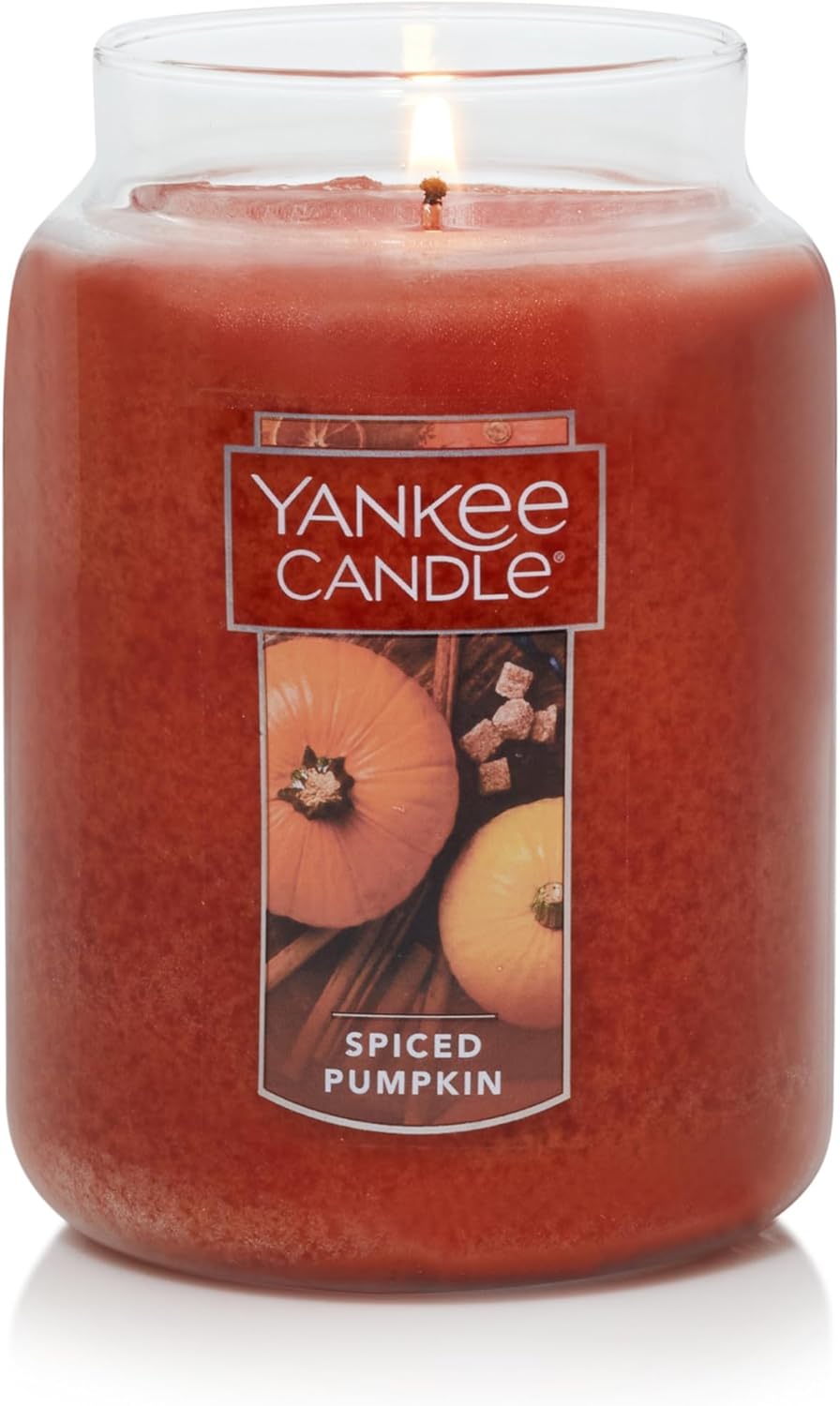 Yankee Candle | Spiced Pumpkin Scented, Classic 22oz Large Jar Single Wick, Over 110 Hours of Burn Time, Perfect Accent for Fall Decor