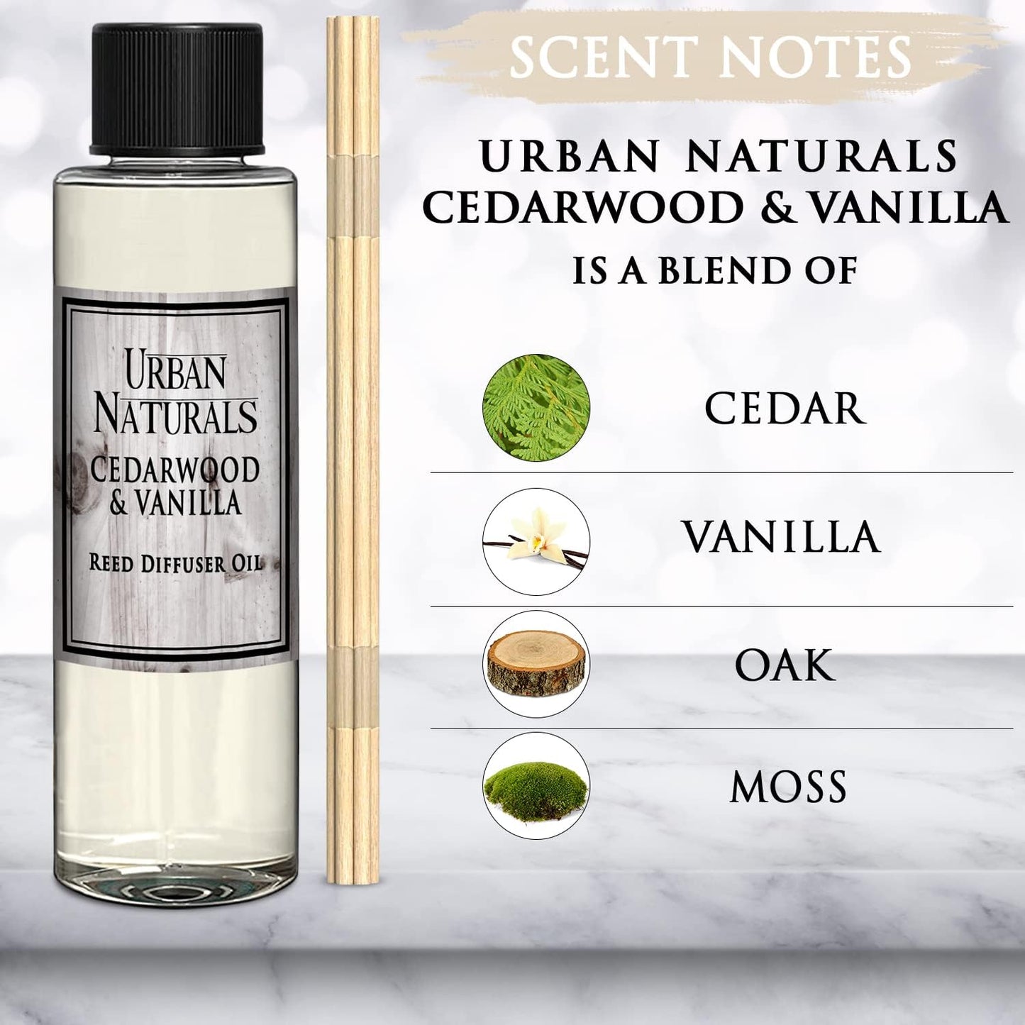 Urban Naturals Eucalyptus & Sage Oil Reed Diffuser Refill | Eucalyptus, Sage, Mint, Lime and Cedarwood| Includes a Free Set of Reed Sticks! 4 oz
