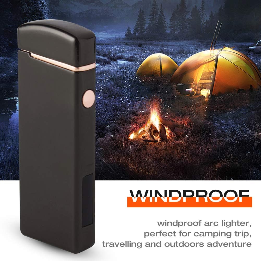 LcFun Electric USB Rechargeable Lighter, Windproof Plasma Dual Arc Lighter with LED Battery Indication, Electronic Flameless Cool Lighters Gifts for Men Fathers Husband (Black Dragon)
