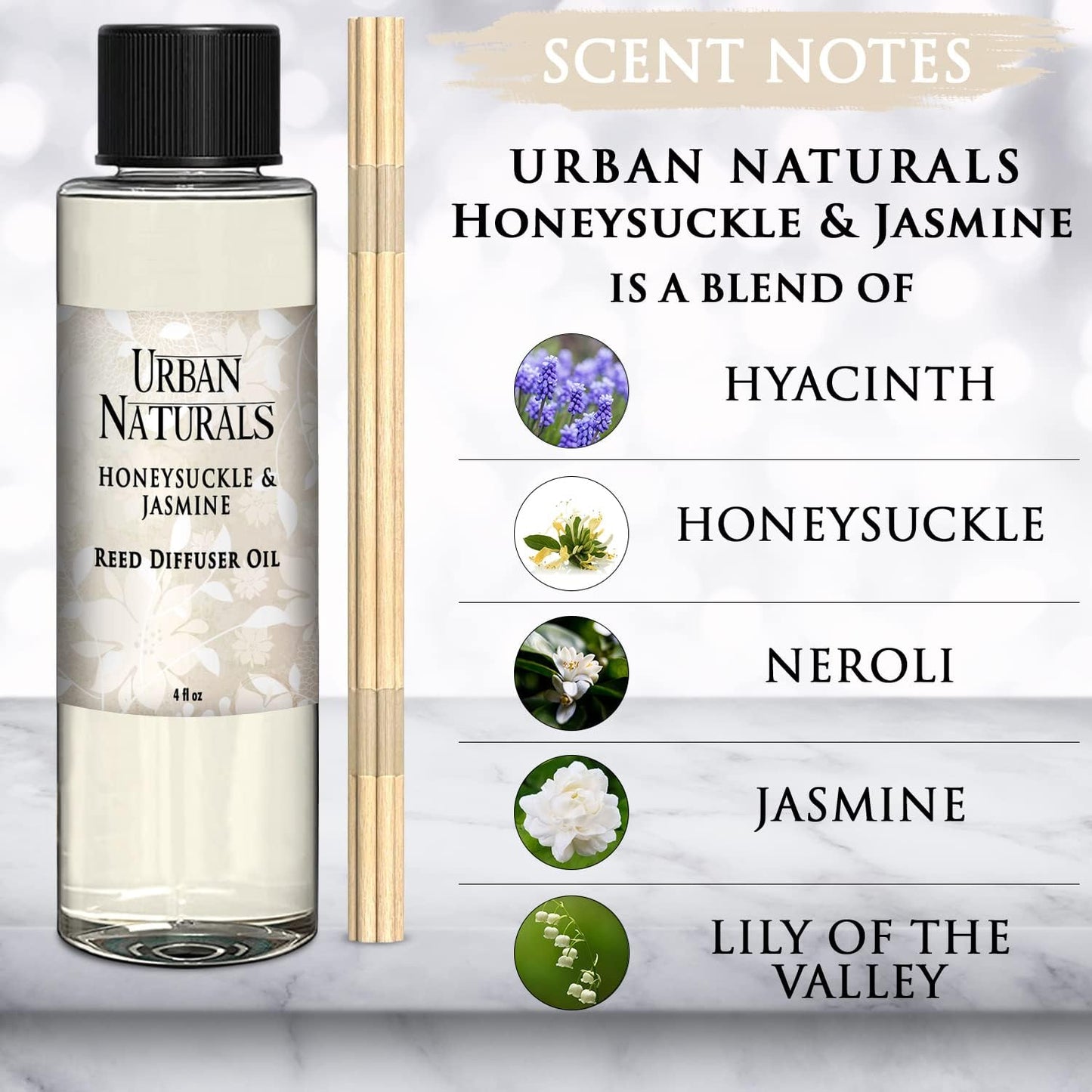 Urban Naturals Eucalyptus & Sage Oil Reed Diffuser Refill | Eucalyptus, Sage, Mint, Lime and Cedarwood| Includes a Free Set of Reed Sticks! 4 oz