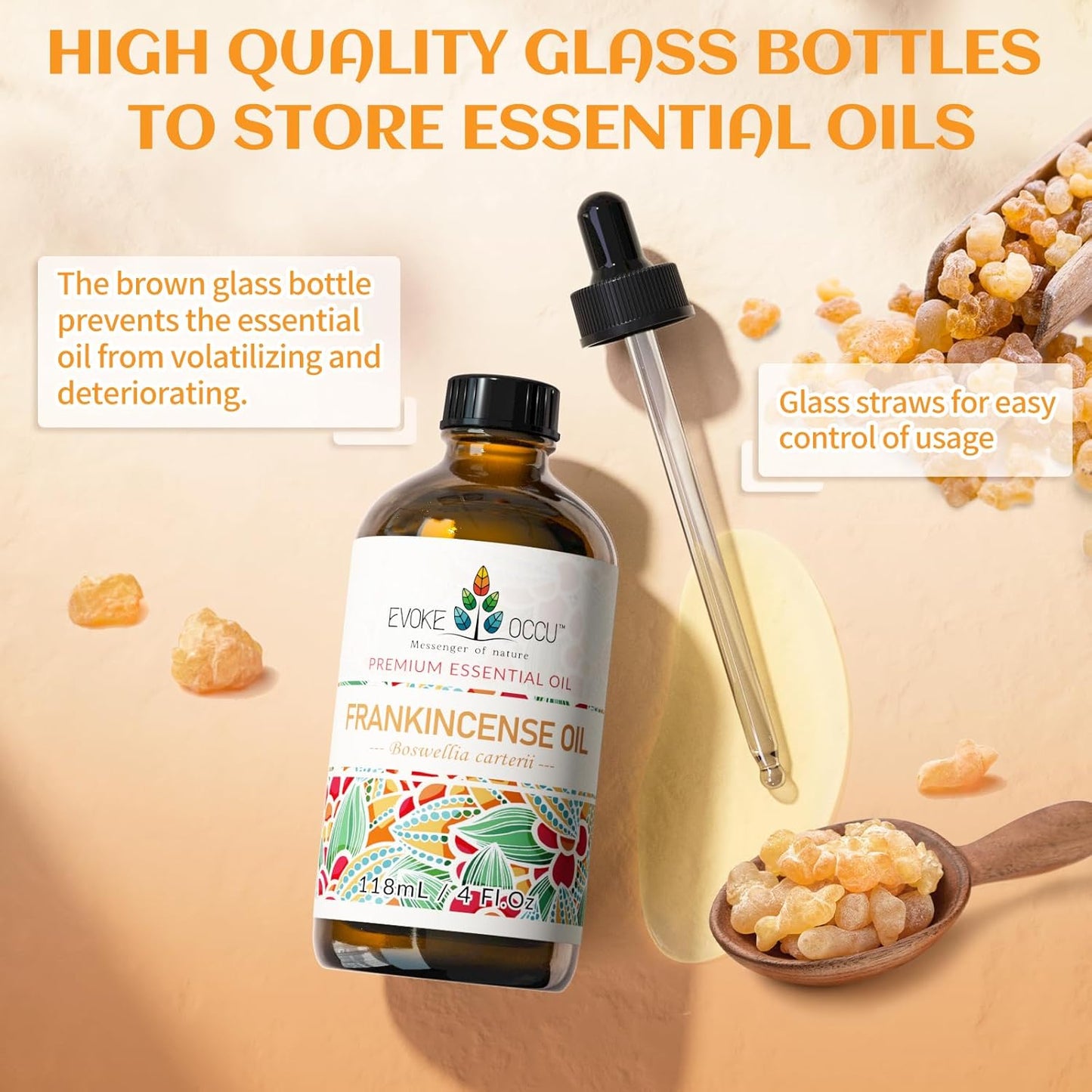 EVOKE OCCU 4 Fl Oz Vanilla Essential Oil, Pure Vanilla Oil for Diffuser, Skin, Humidifier and Relaxation - 118ML