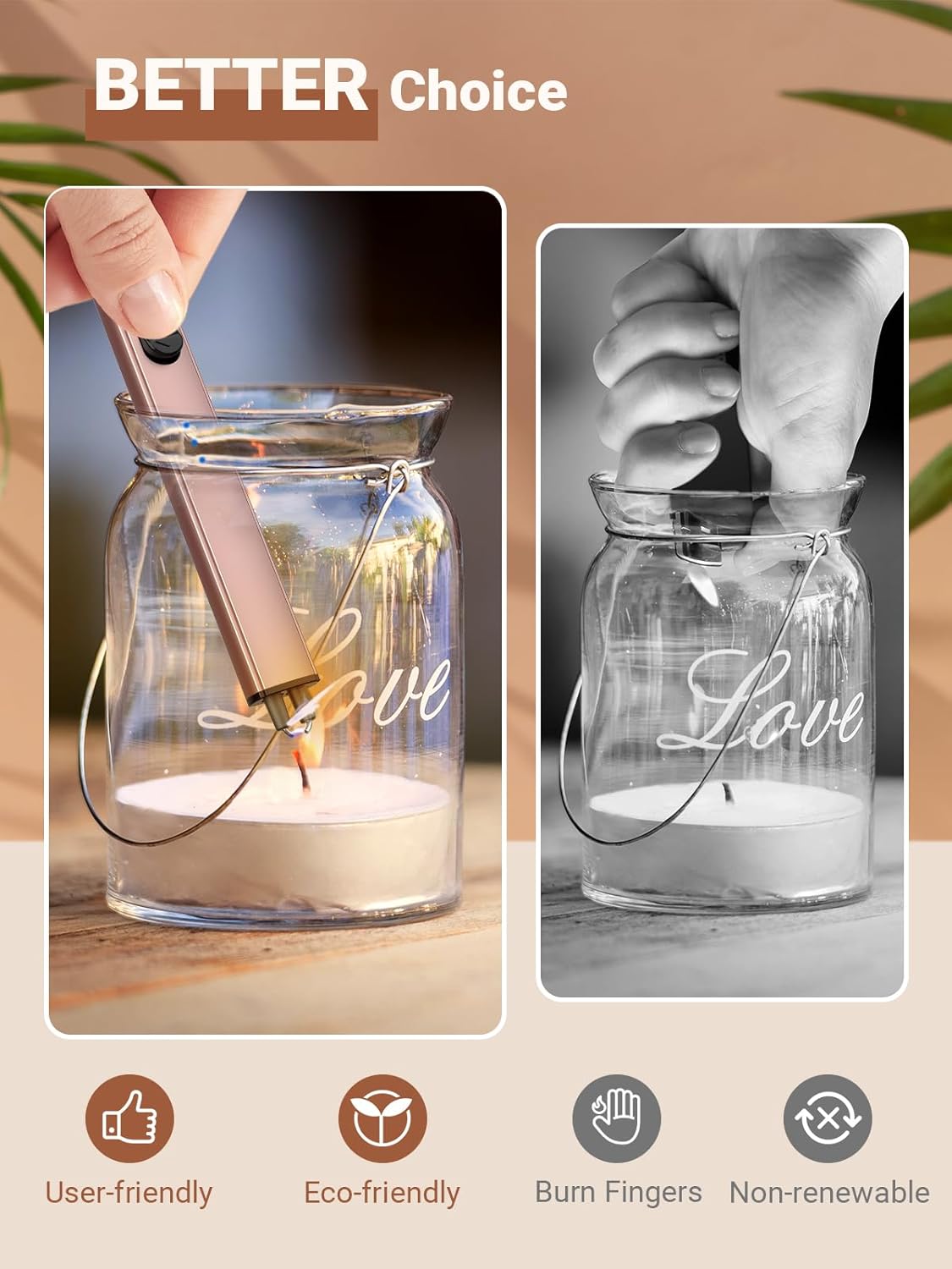 Candle Lighter Stocking Stuffers for Women Men, Electric Candle Lighter USB Rechargeable Graduation Gifts for Him Wife Grandma Girlfriend Safety Lock Long Lighters for Grill Home Kitchen BBQ Camping