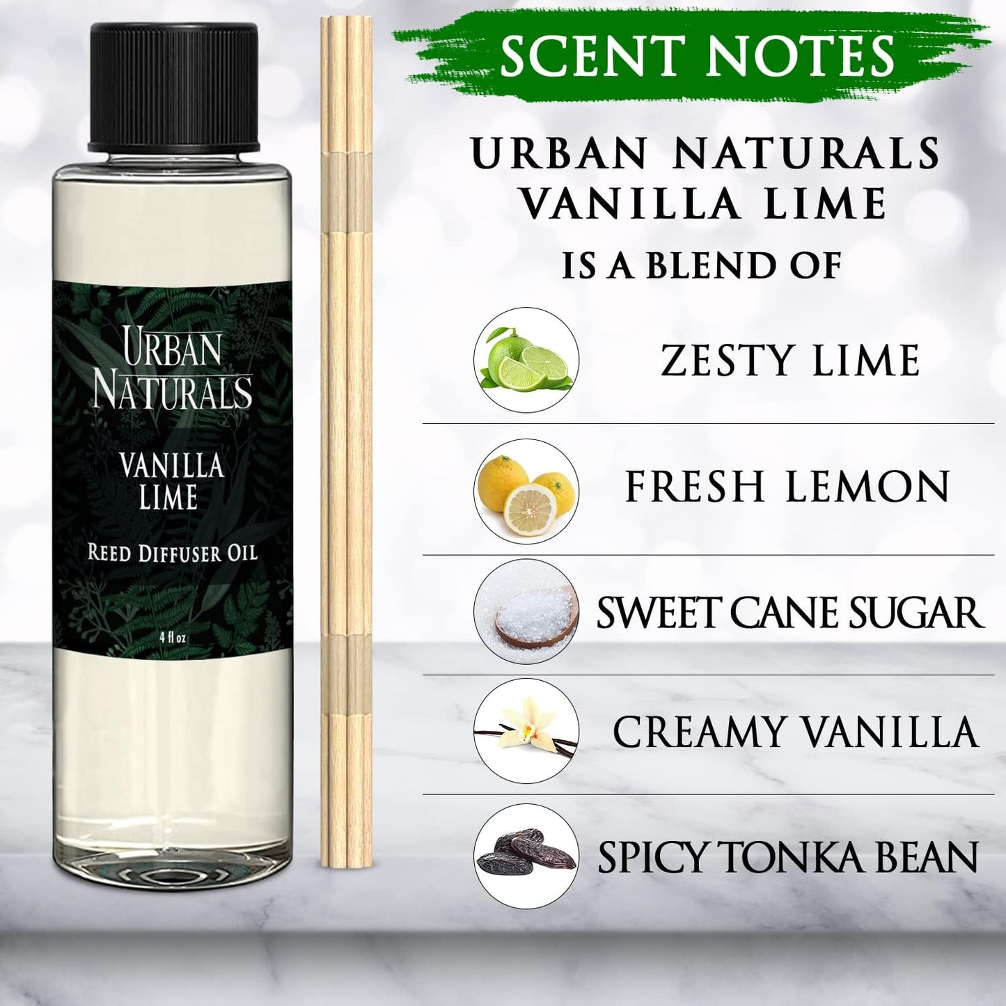 Urban Naturals Eucalyptus & Sage Oil Reed Diffuser Refill | Eucalyptus, Sage, Mint, Lime and Cedarwood| Includes a Free Set of Reed Sticks! 4 oz