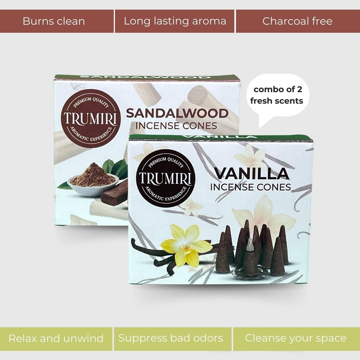 Incense Cones Combo Pack - 10 Cedar 10 Pine Scented Cones