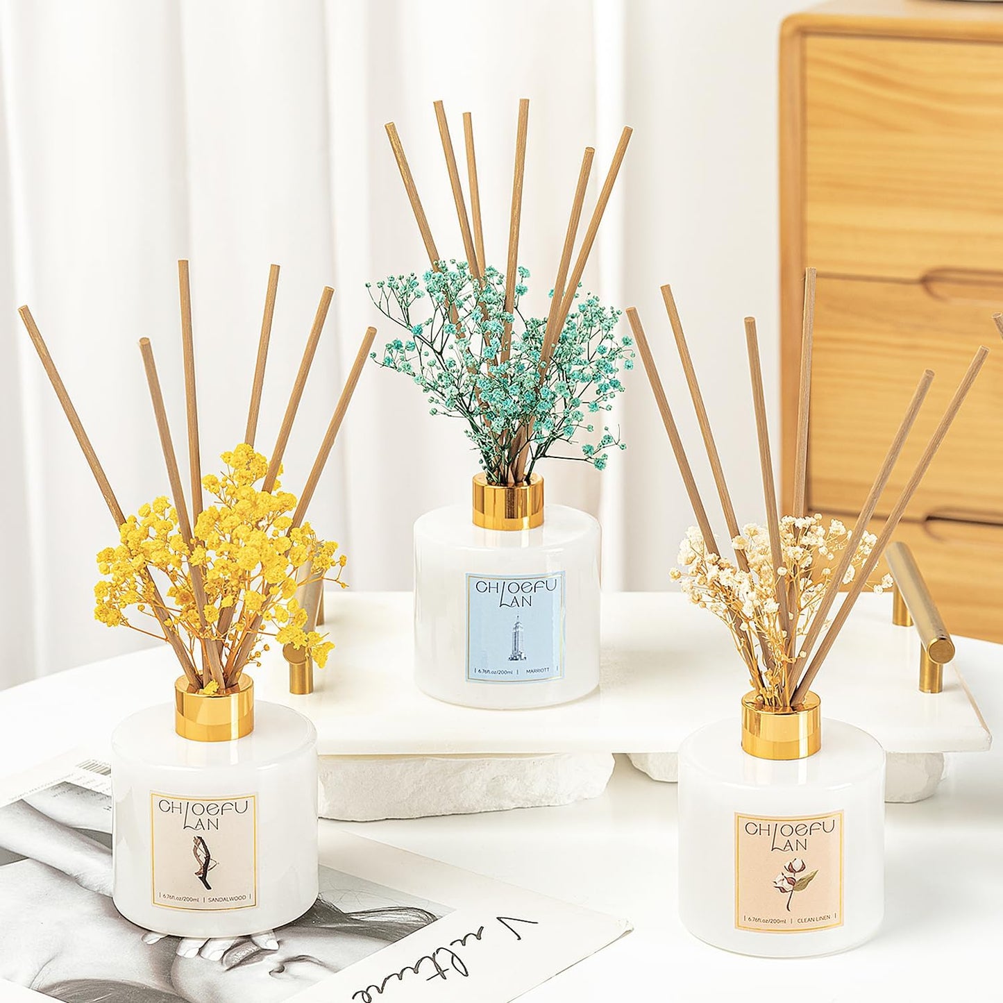 Chloefu LAN Hotel Scented Oil Diffuser Refill 7.05 oz Natural Essential Scented Oil - Best for Aromatherapy, SPA and Home, 0% Alcohol, Unique Blend to Promote Sleep & Relieve Stress