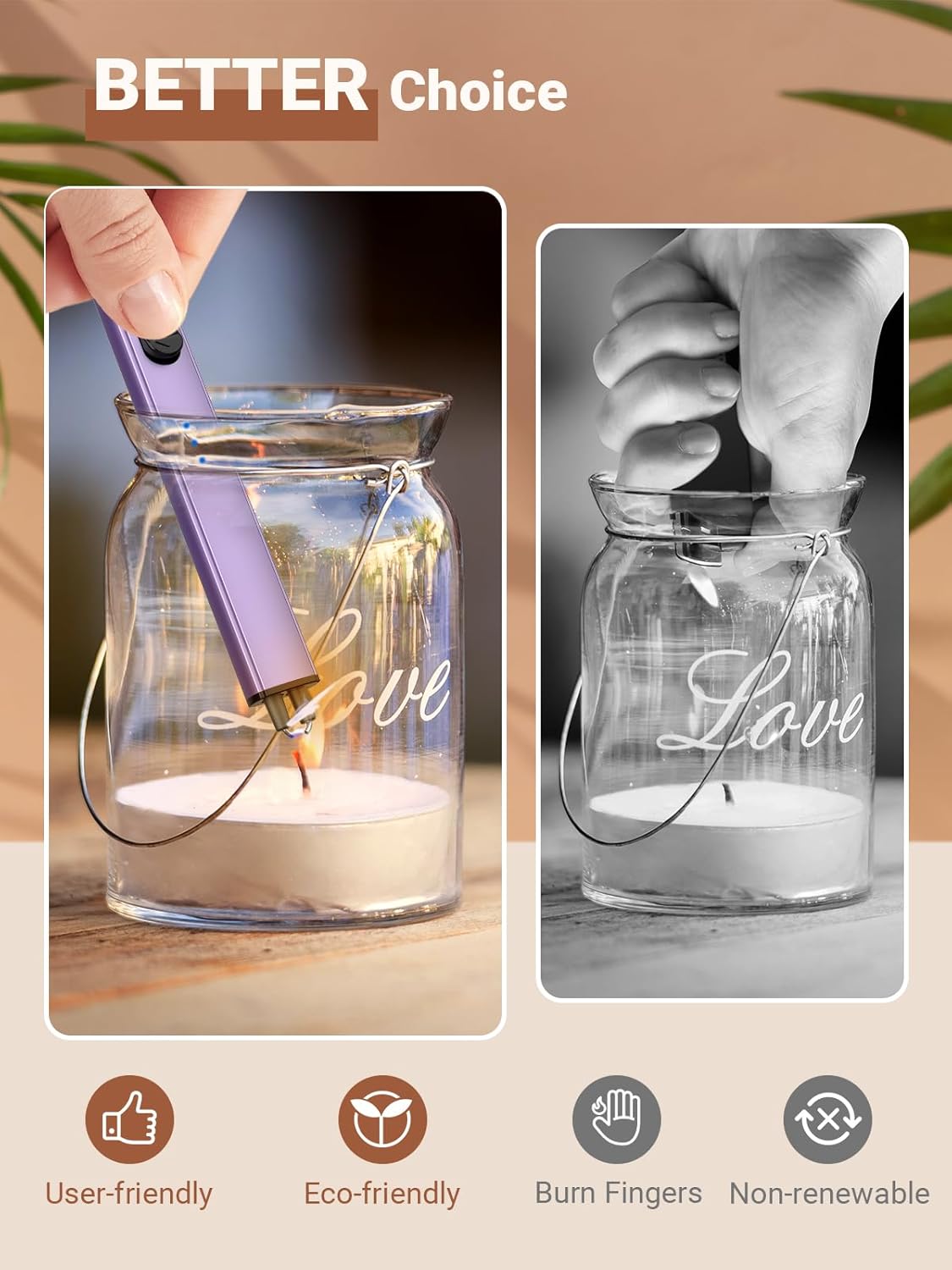 Candle Lighter Stocking Stuffers for Women Men, Electric Candle Lighter USB Rechargeable Graduation Gifts for Him Wife Grandma Girlfriend Safety Lock Long Lighters for Grill Home Kitchen BBQ Camping