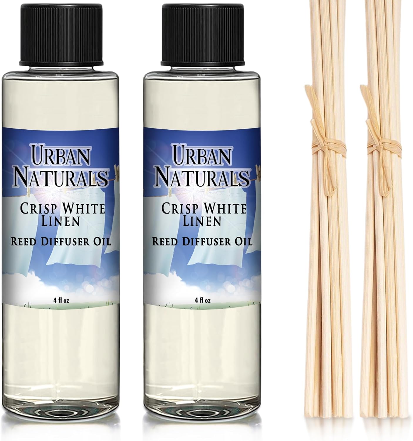 Urban Naturals Eucalyptus & Sage Oil Reed Diffuser Refill | Eucalyptus, Sage, Mint, Lime and Cedarwood| Includes a Free Set of Reed Sticks! 4 oz