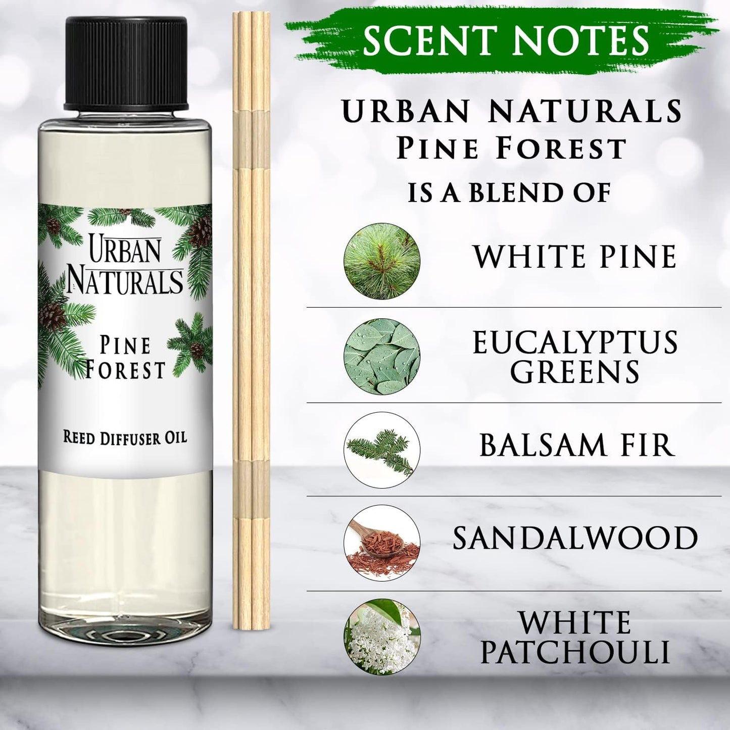 Urban Naturals Eucalyptus & Sage Oil Reed Diffuser Refill | Eucalyptus, Sage, Mint, Lime and Cedarwood| Includes a Free Set of Reed Sticks! 4 oz