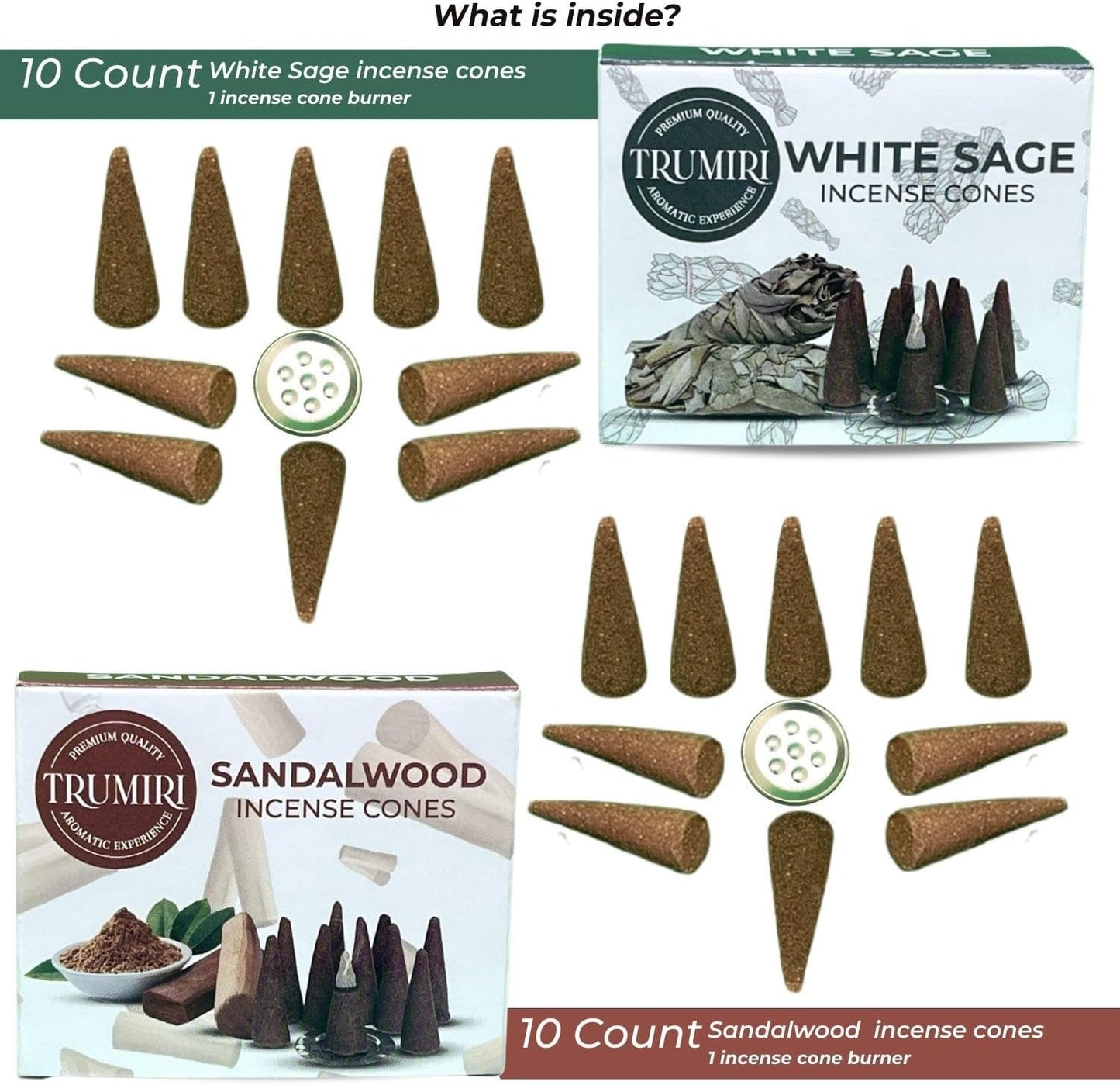 Incense Cones Combo Pack - 10 Cedar 10 Pine Scented Cones
