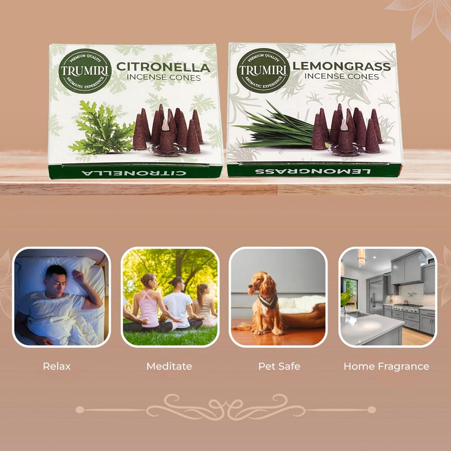 Incense Cones Combo Pack - 10 Cedar 10 Pine Scented Cones
