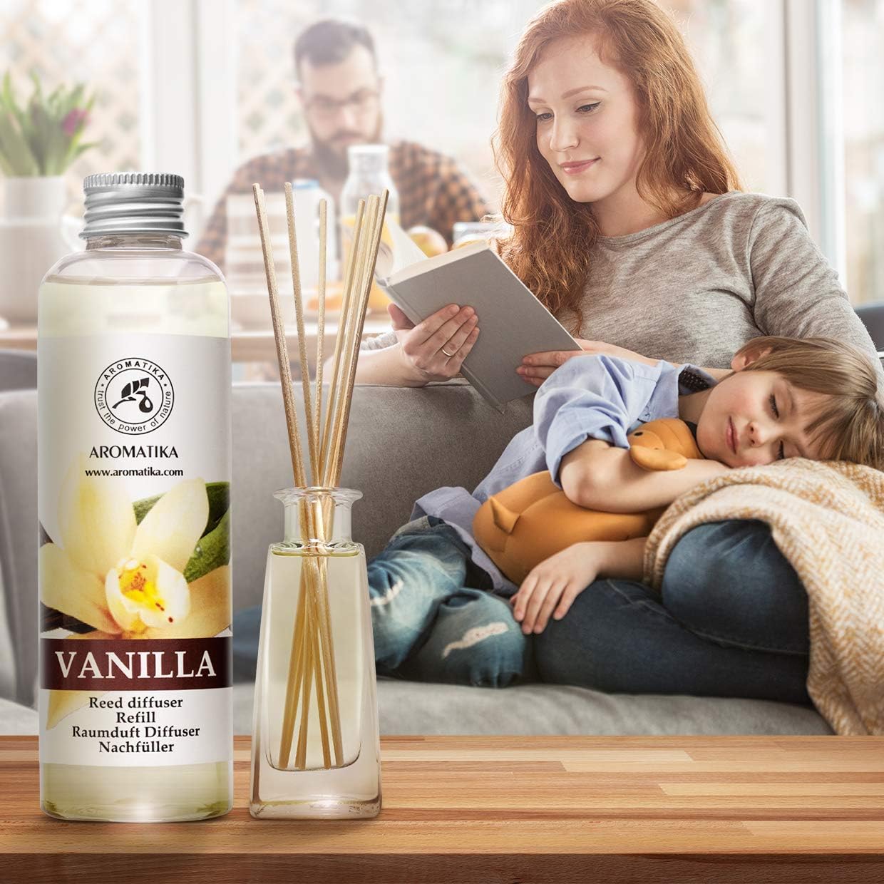 Lemongrass Diffuser Refill 34 Fl Oz (2x17 Fl Oz) - Fresh & Long Lasting Fragrance - Refill with Natural Essential Lemongrass Oil - for Aromatherapy - Spa - Home - Reed Diffuser Oil Refill Lemongrass