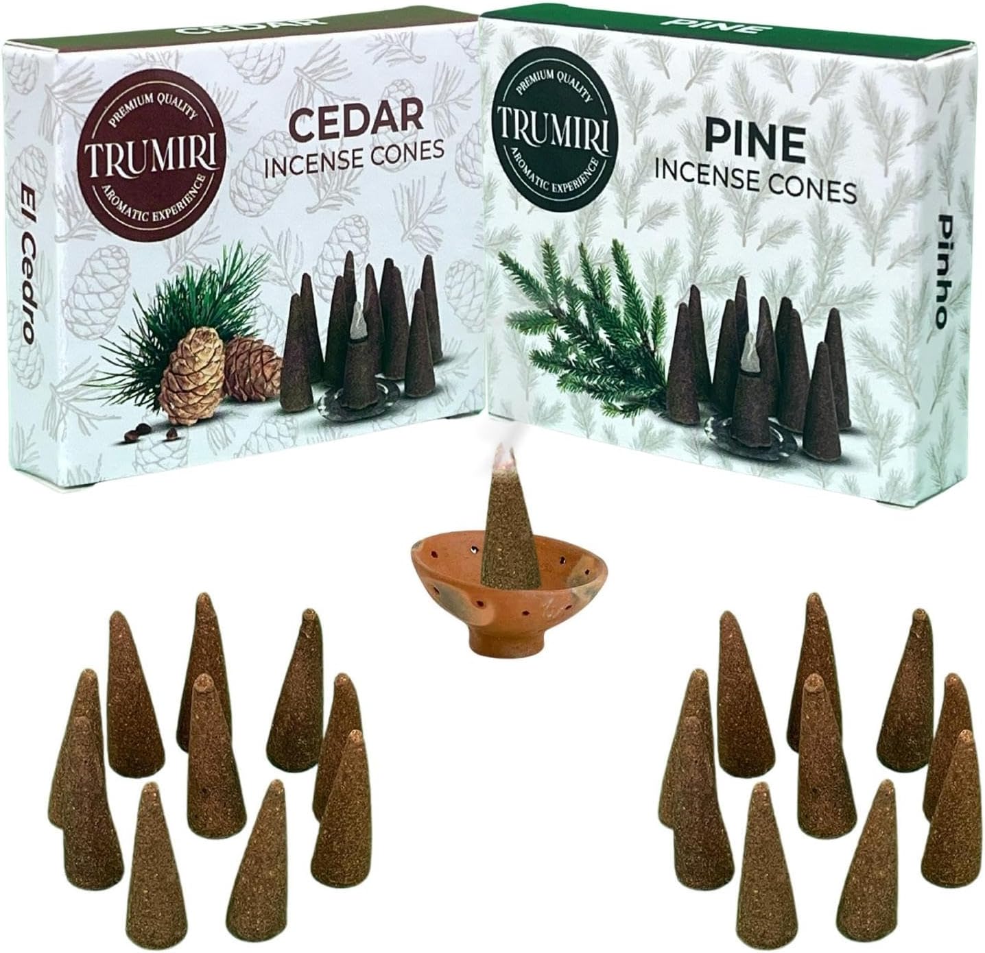 Incense Cones Combo Pack - 10 Cedar 10 Pine Scented Cones
