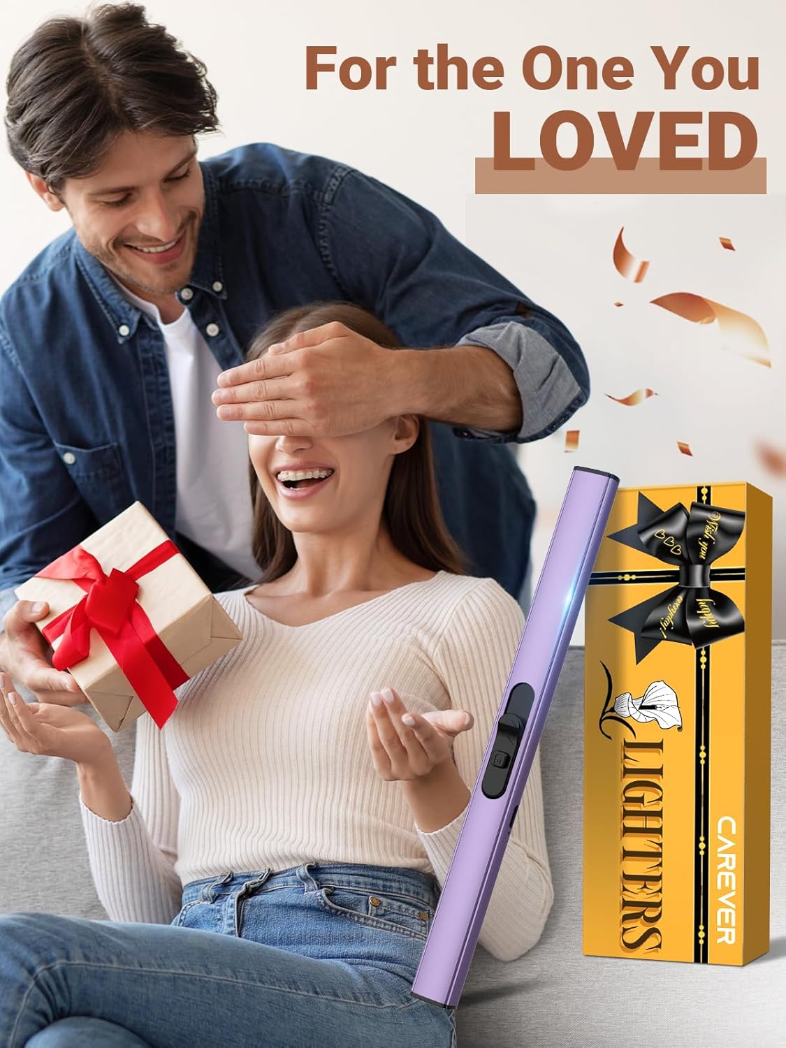 Candle Lighter Stocking Stuffers for Women Men, Electric Candle Lighter USB Rechargeable Graduation Gifts for Him Wife Grandma Girlfriend Safety Lock Long Lighters for Grill Home Kitchen BBQ Camping