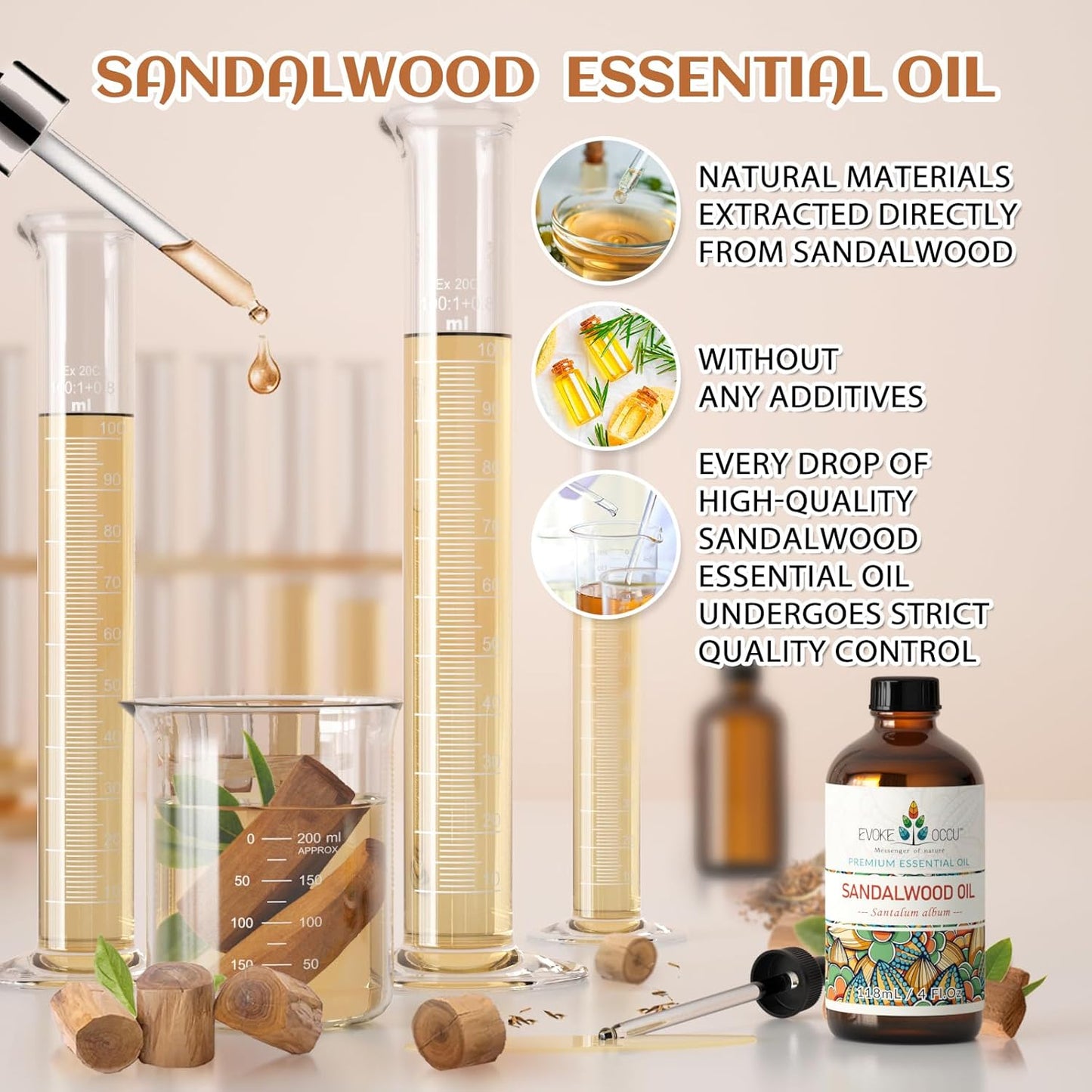 EVOKE OCCU 4 Fl Oz Vanilla Essential Oil, Pure Vanilla Oil for Diffuser, Skin, Humidifier and Relaxation - 118ML