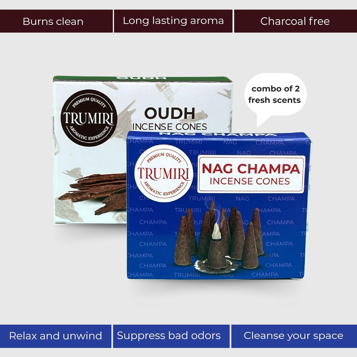 Incense Cones Combo Pack - 10 Cedar 10 Pine Scented Cones