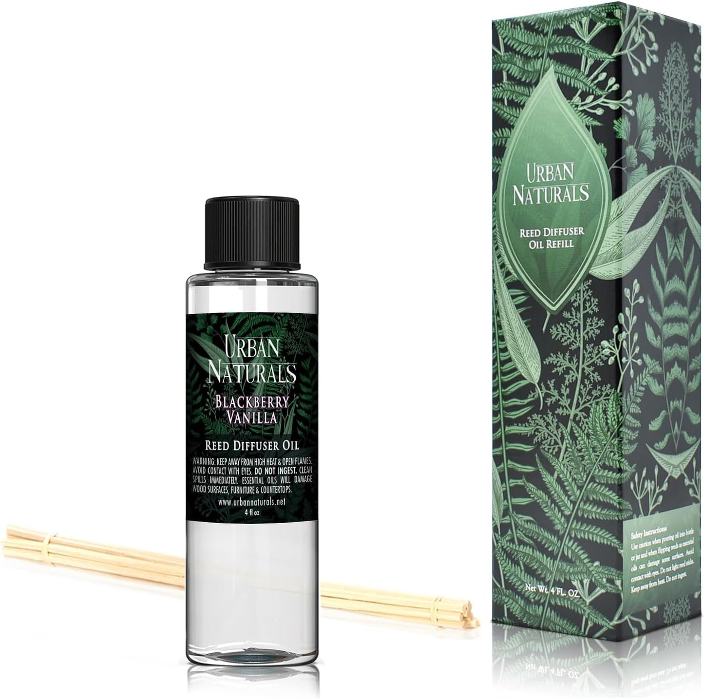 Urban Naturals Eucalyptus & Sage Oil Reed Diffuser Refill | Eucalyptus, Sage, Mint, Lime and Cedarwood| Includes a Free Set of Reed Sticks! 4 oz