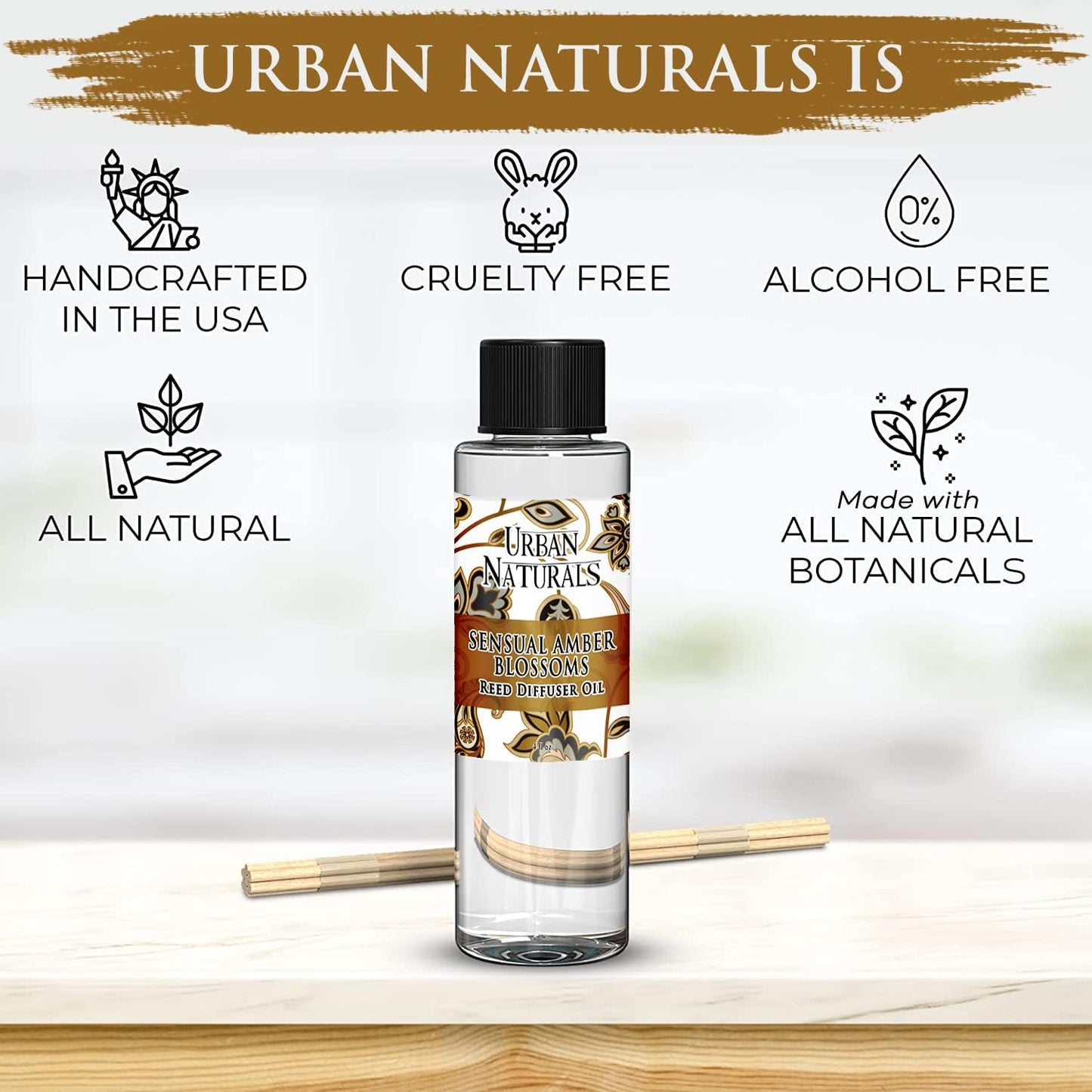 Urban Naturals Eucalyptus & Sage Oil Reed Diffuser Refill | Eucalyptus, Sage, Mint, Lime and Cedarwood| Includes a Free Set of Reed Sticks! 4 oz
