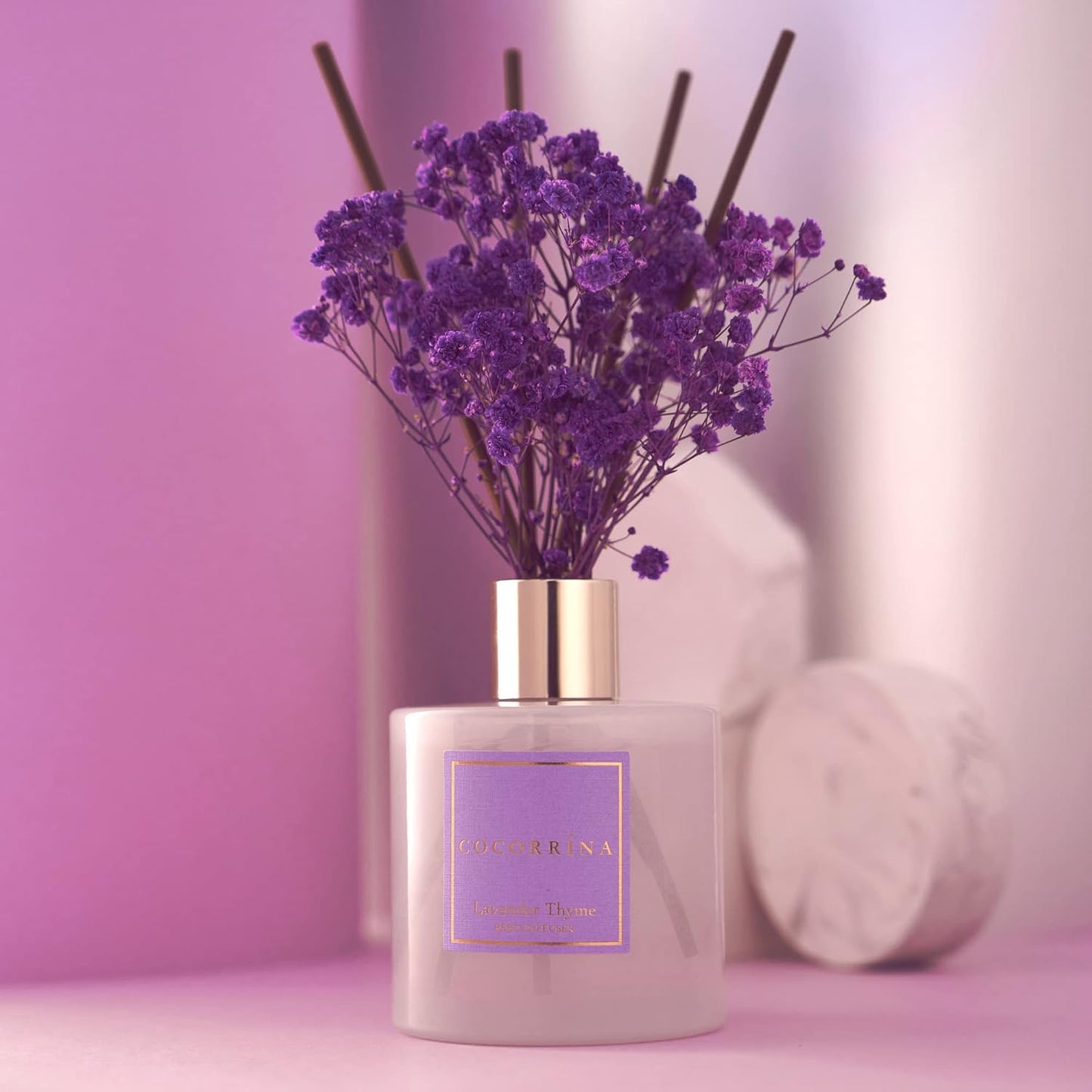 COCORRÍNA Reed Diffuser Set, Clean Linen Scented Diffuser with Sticks Home Fragrance Reed Diffuser for Bathroom Shelf Decor
