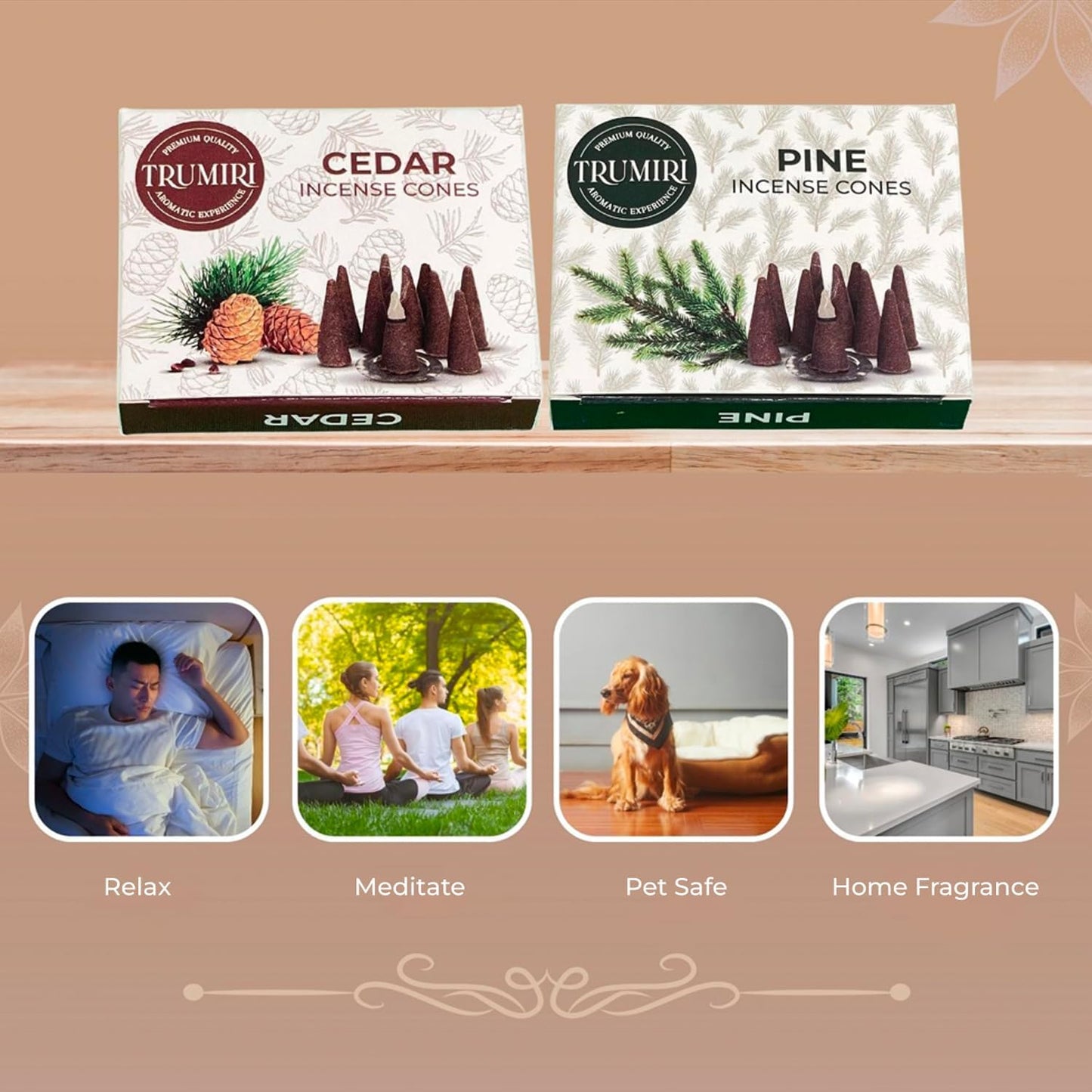 Incense Cones Combo Pack - 10 Cedar 10 Pine Scented Cones