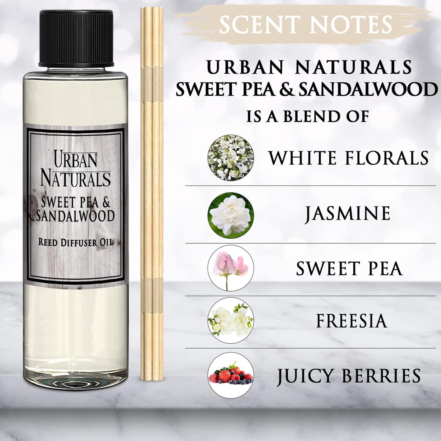 Urban Naturals Eucalyptus & Sage Oil Reed Diffuser Refill | Eucalyptus, Sage, Mint, Lime and Cedarwood| Includes a Free Set of Reed Sticks! 4 oz