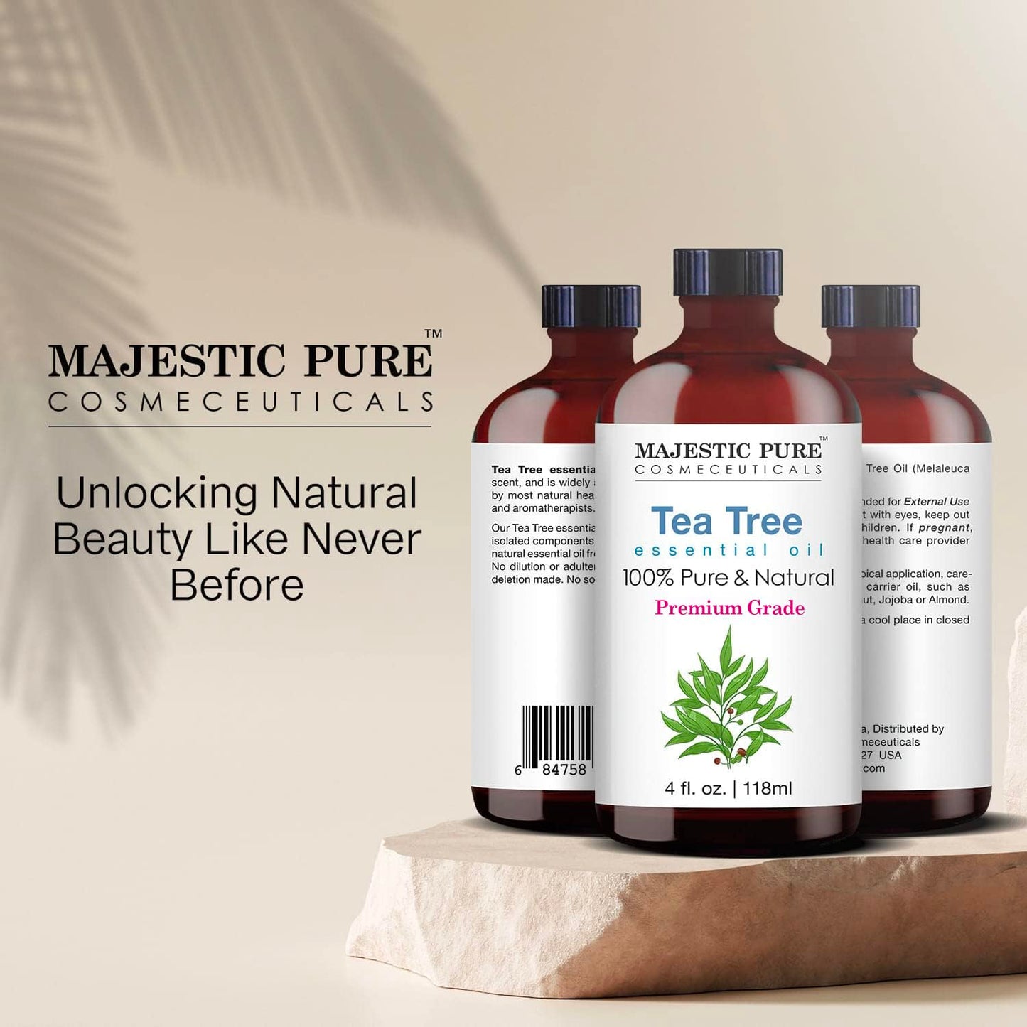 MAJESTIC PURE Tea Tree Essential Oil | 100% Pure and Natural Tea Tree Oil | Premium Grade Essential Oils for Hair Care, Home Diffusers, Skin, Aromatherapy, Massage and Humidifiers | 4 Fl Oz
