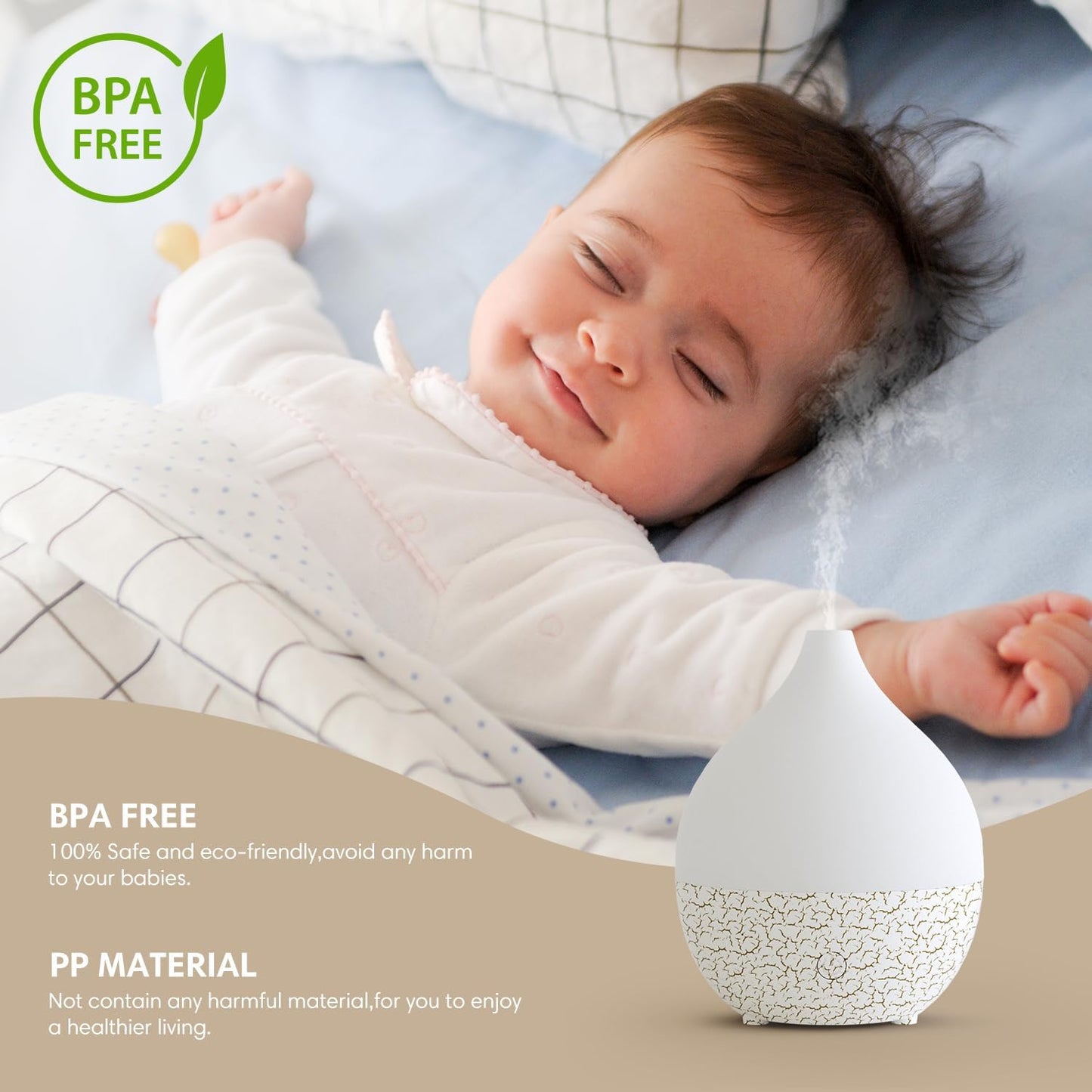 SALKING Essential Oil Diffuser, 100ml Small Aromatherapy Diffuser with Auto Shut-Off Function, Ultrasonic Diffusers for Essential Oils, Cool Mist Humidifier with Warm White Lights, for Office Home