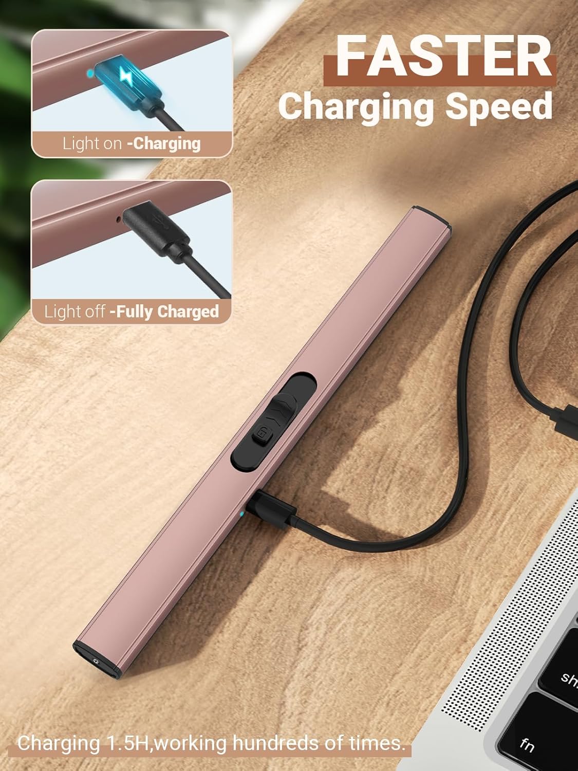 Candle Lighter Stocking Stuffers for Women Men, Electric Candle Lighter USB Rechargeable Graduation Gifts for Him Wife Grandma Girlfriend Safety Lock Long Lighters for Grill Home Kitchen BBQ Camping