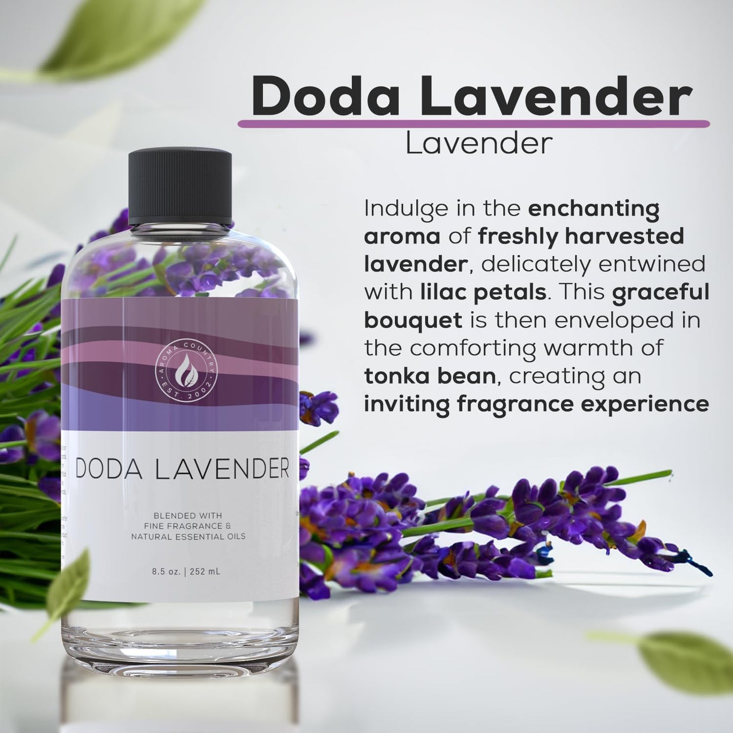 Aroma Country White Tea Diffuser Oil - Luxury Essential Oils for Diffuser Refill & Air Freshener Room Spray, Long-Lasting, Natural Home Fragrance and Hotel Scent for Diffusers & Machines - 8.5 Fl. oz