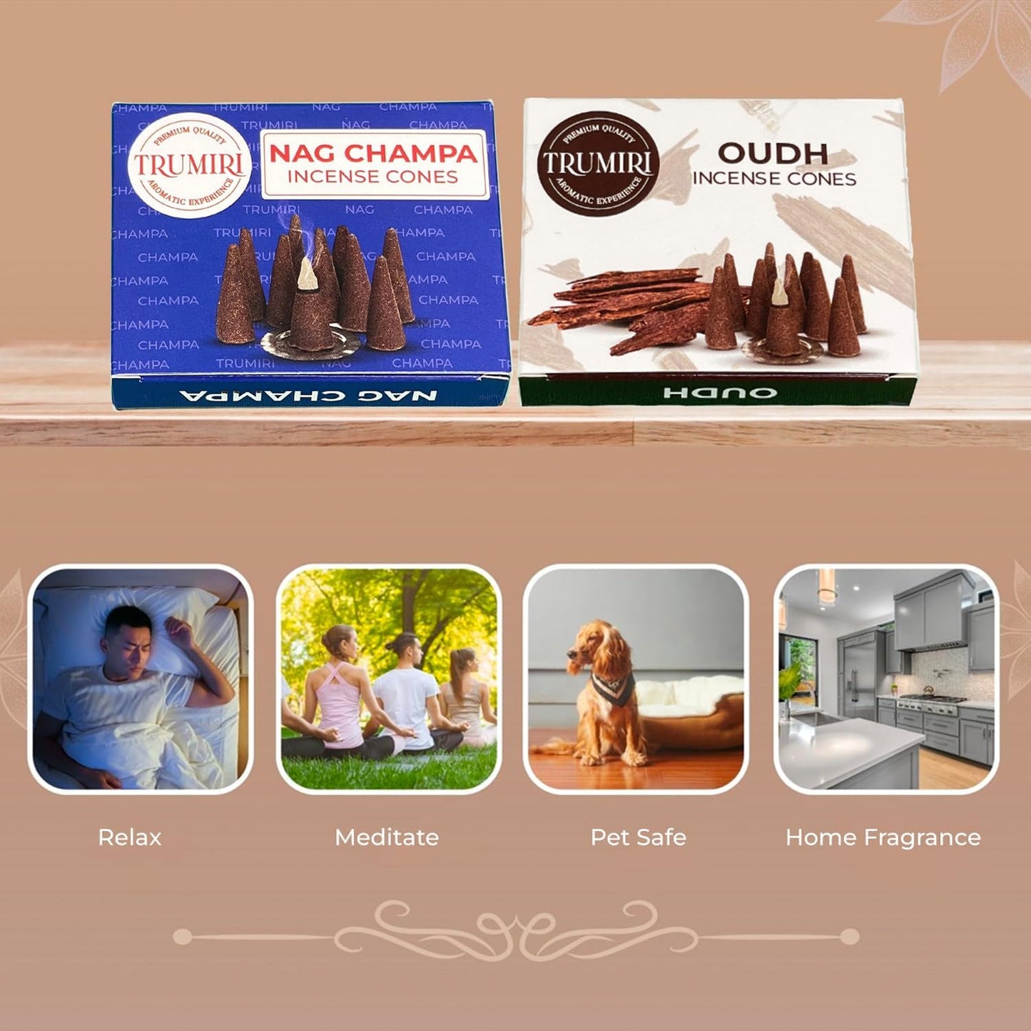 Incense Cones Combo Pack - 10 Cedar 10 Pine Scented Cones
