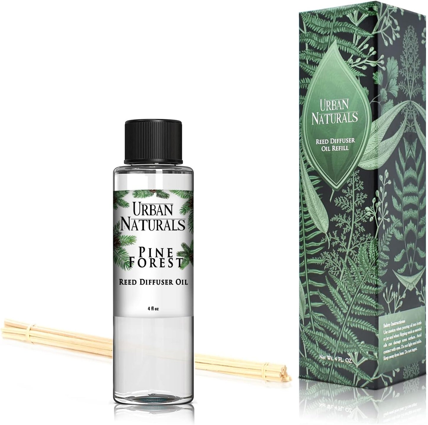 Urban Naturals Eucalyptus & Sage Oil Reed Diffuser Refill | Eucalyptus, Sage, Mint, Lime and Cedarwood| Includes a Free Set of Reed Sticks! 4 oz