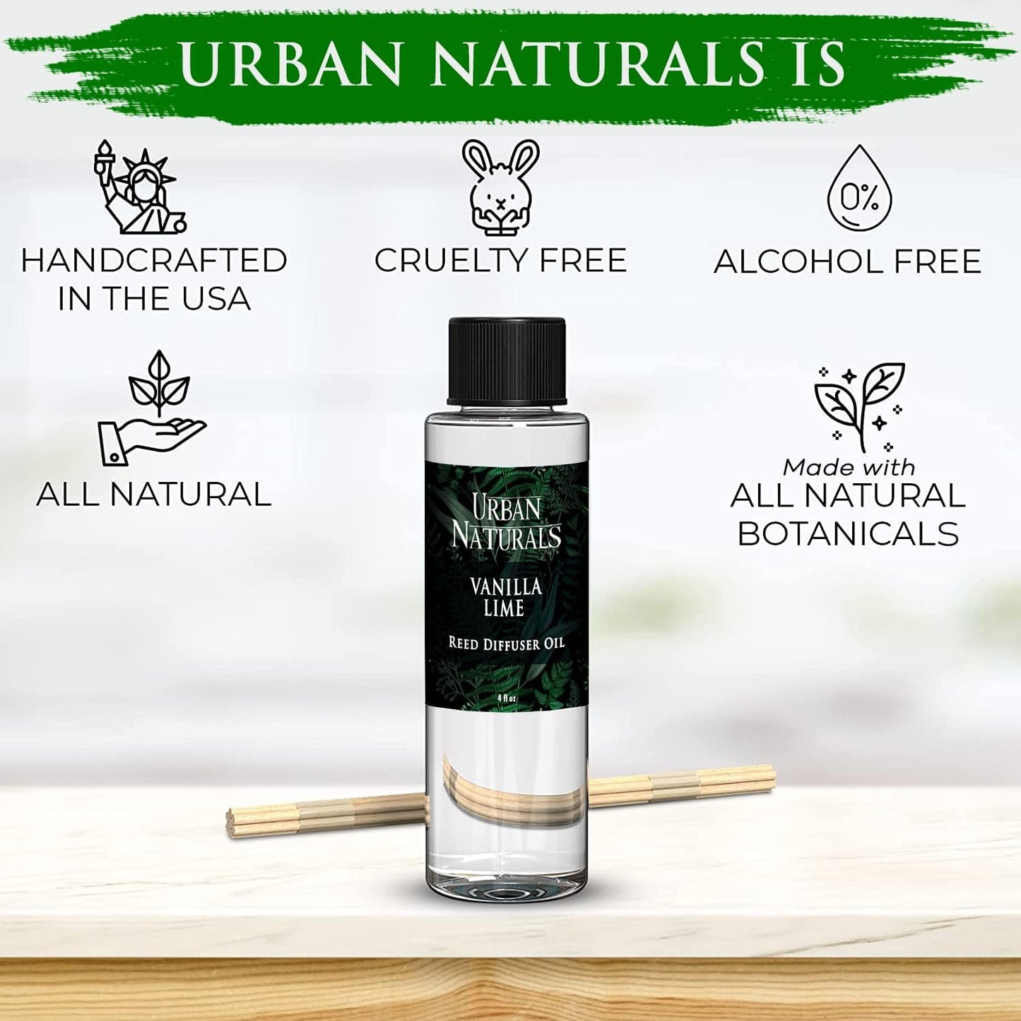 Urban Naturals Eucalyptus & Sage Oil Reed Diffuser Refill | Eucalyptus, Sage, Mint, Lime and Cedarwood| Includes a Free Set of Reed Sticks! 4 oz