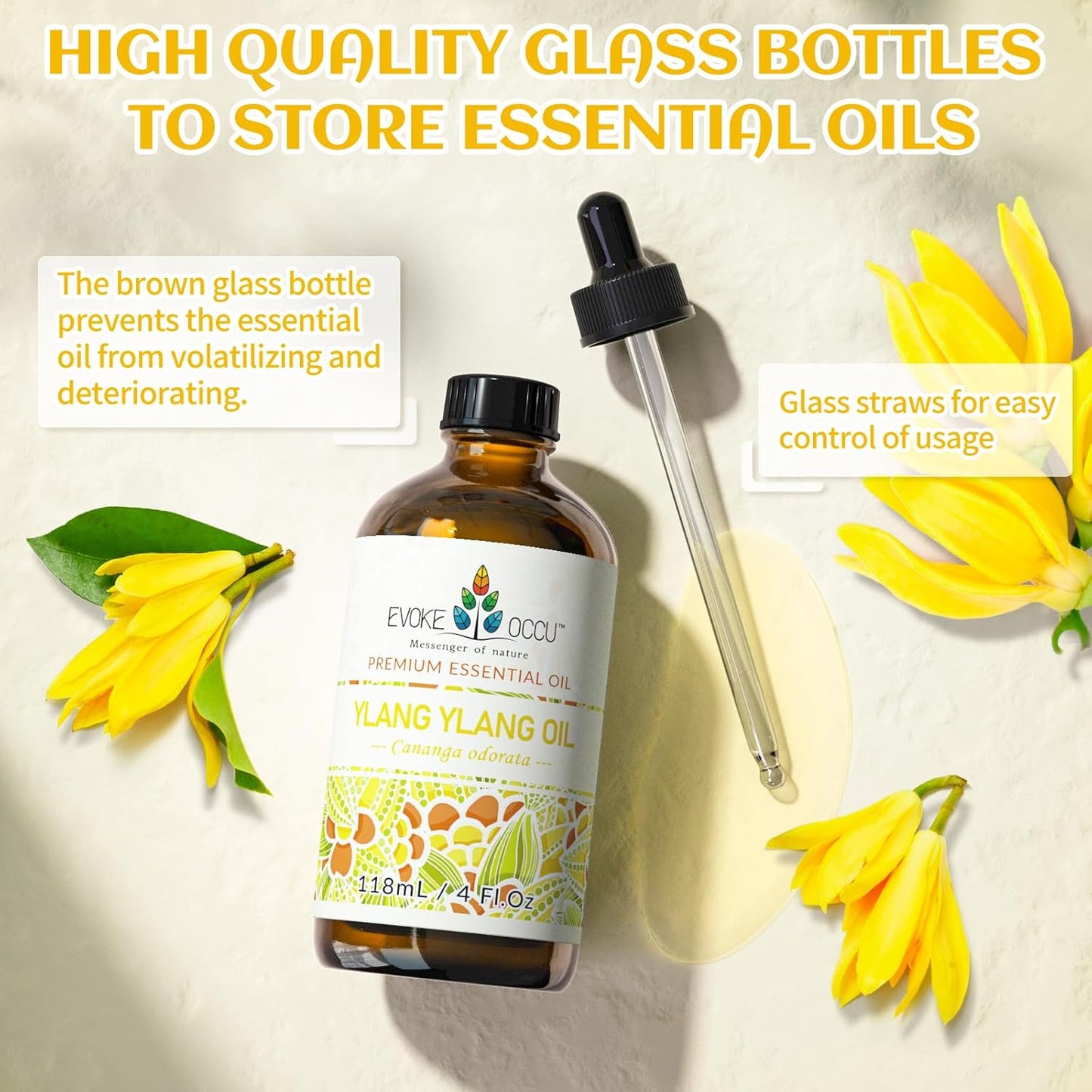 EVOKE OCCU 4 Fl Oz Vanilla Essential Oil, Pure Vanilla Oil for Diffuser, Skin, Humidifier and Relaxation - 118ML