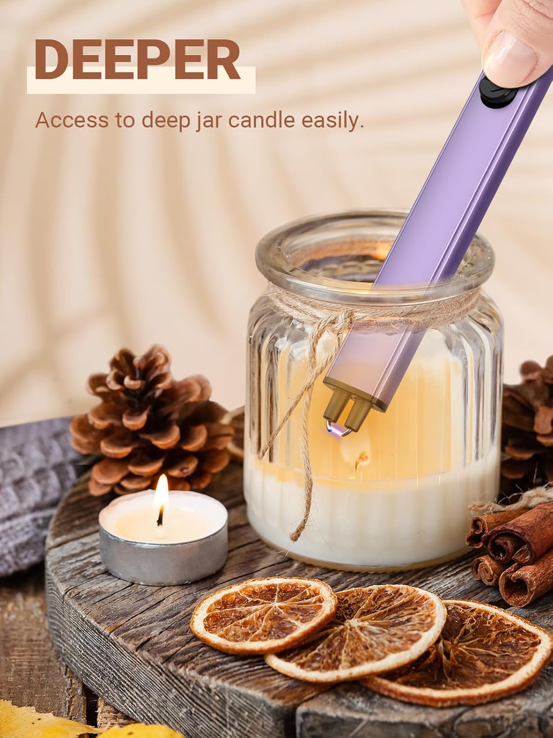 Candle Lighter Stocking Stuffers for Women Men, Electric Candle Lighter USB Rechargeable Graduation Gifts for Him Wife Grandma Girlfriend Safety Lock Long Lighters for Grill Home Kitchen BBQ Camping