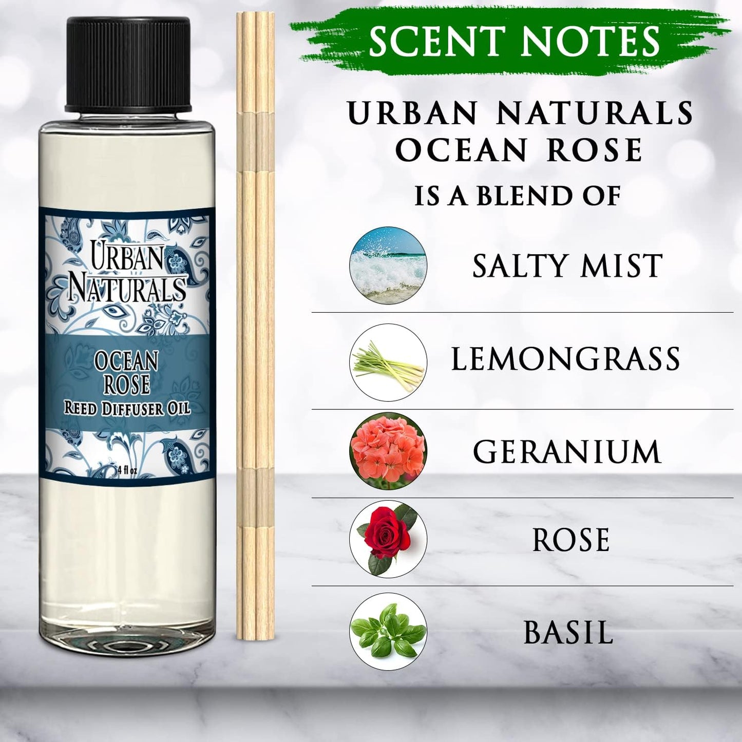 Urban Naturals Eucalyptus & Sage Oil Reed Diffuser Refill | Eucalyptus, Sage, Mint, Lime and Cedarwood| Includes a Free Set of Reed Sticks! 4 oz