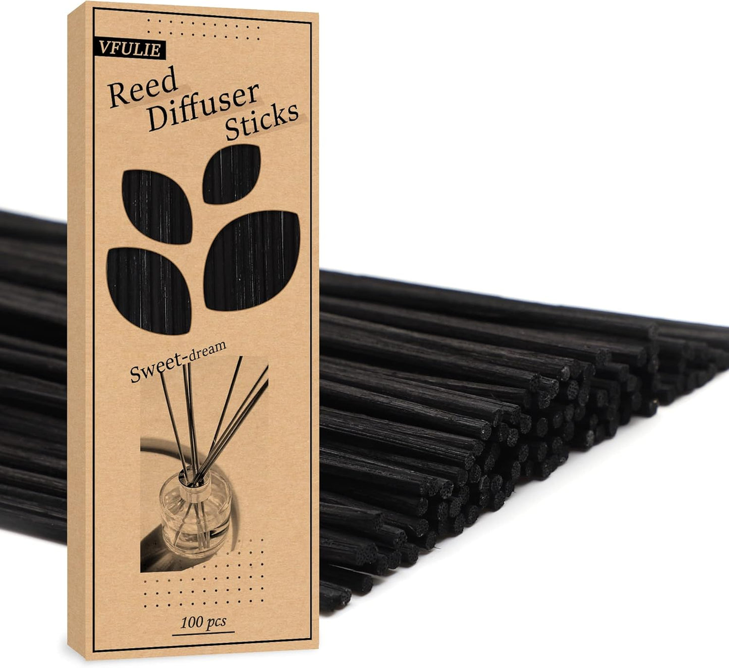 VFULIE 100PCS Reed Diffuser Sticks, 10 Inch Natural Rattan Wood Sticks Essential Oil Aroma Diffuser Sticks Refill Replacement for Aroma Fragrance (Primary Color)
